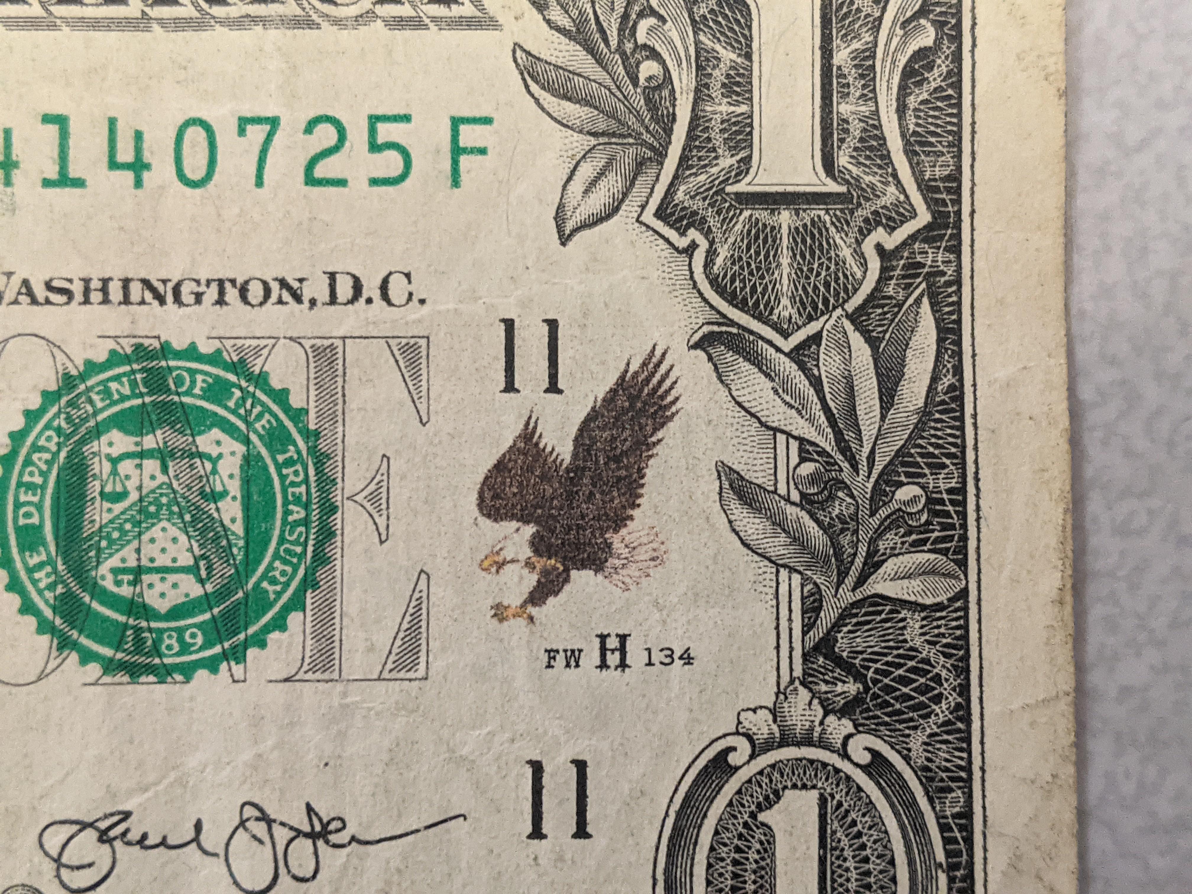 Super high quality eagle stamp I found on a dollar bill. r