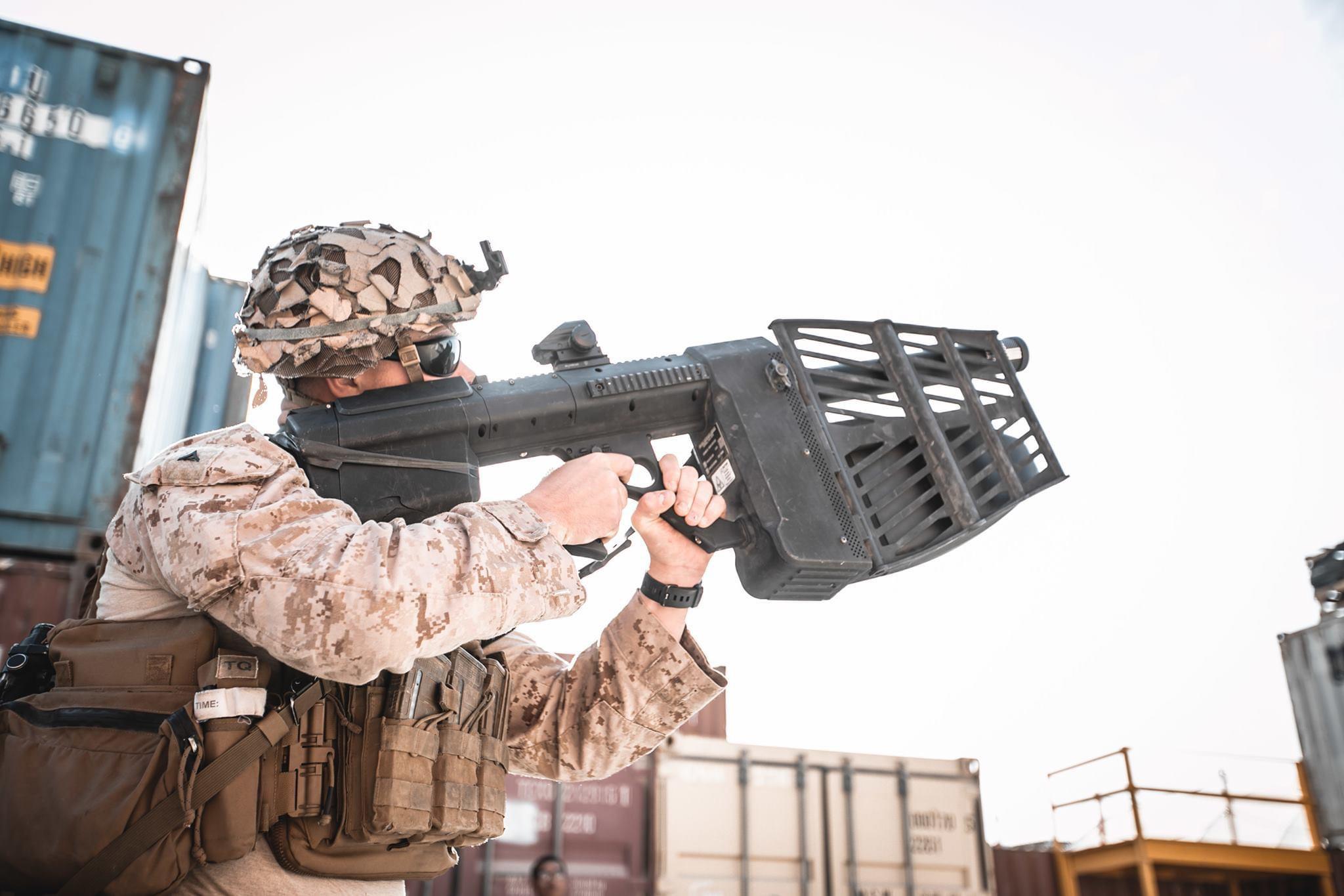 A U.S. Marine with DroneDefender® at CounterUnmanned Aircraft System