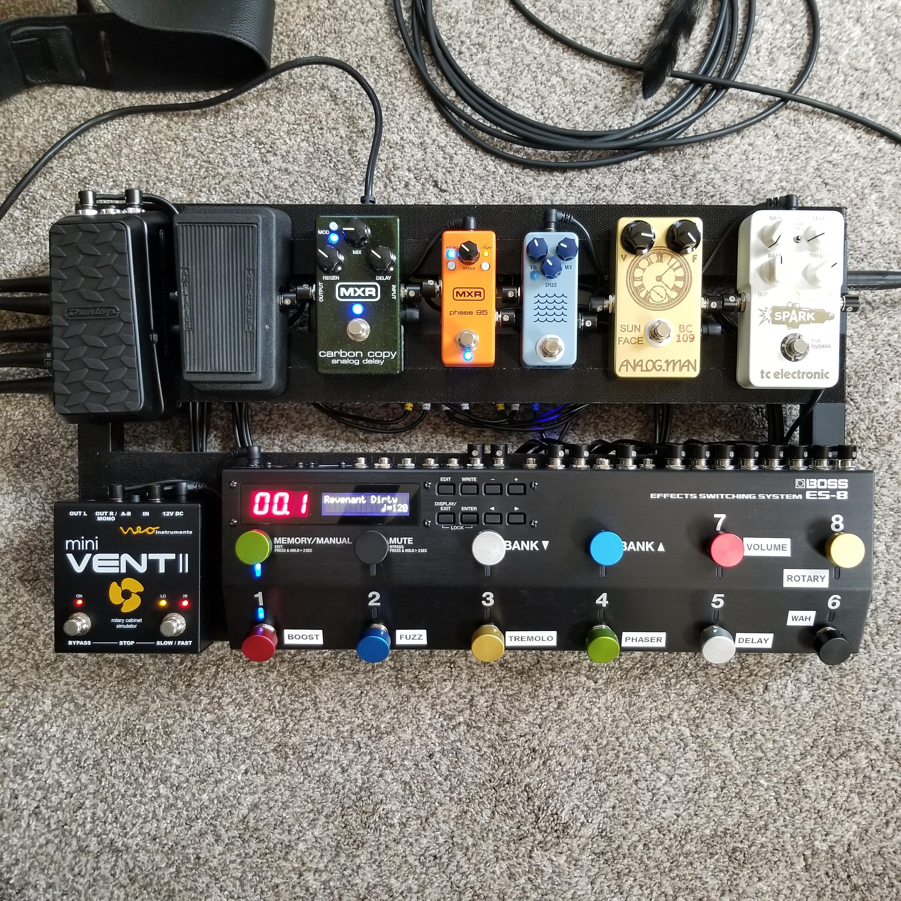 My completed pedalboard for my band (occult rock, heavy metal