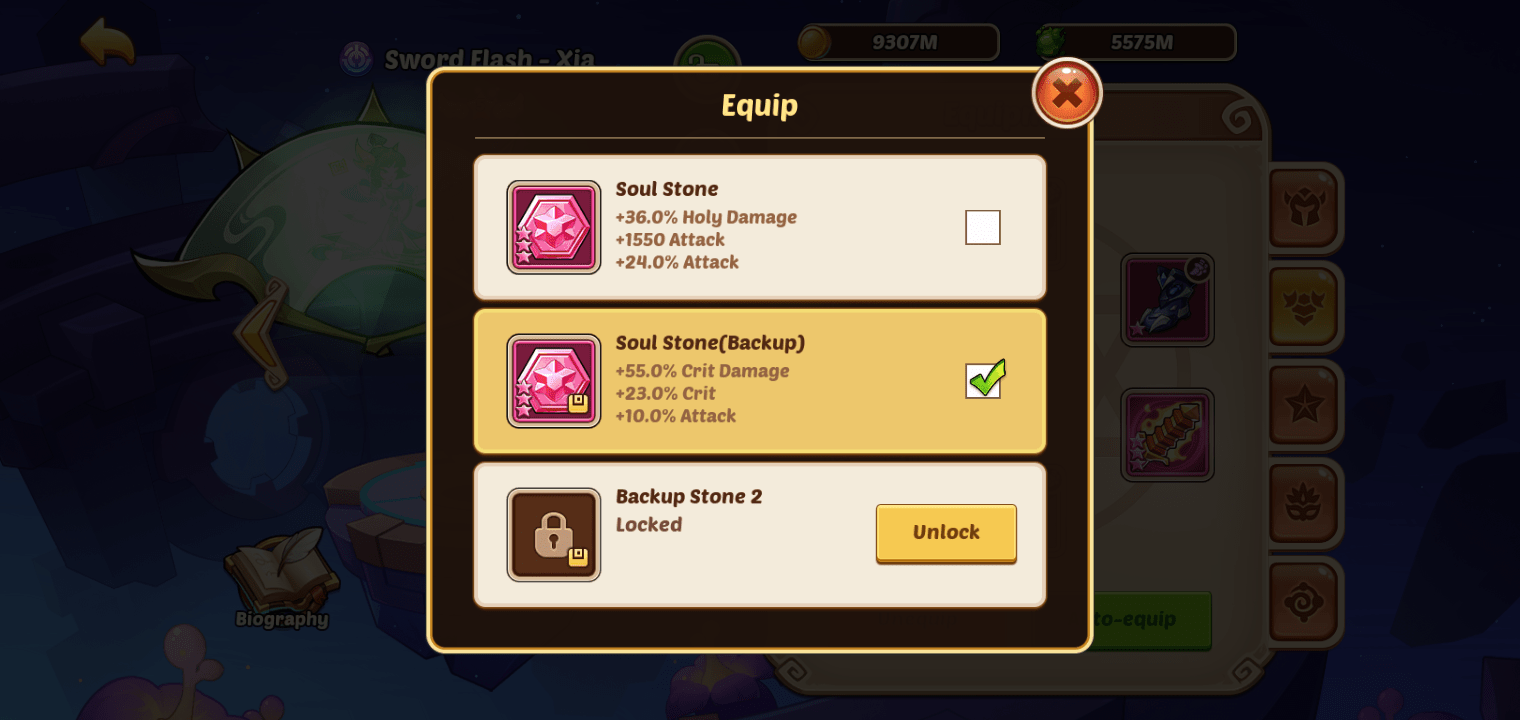 Stone for SFX, PVE setup r/IdleHeroes