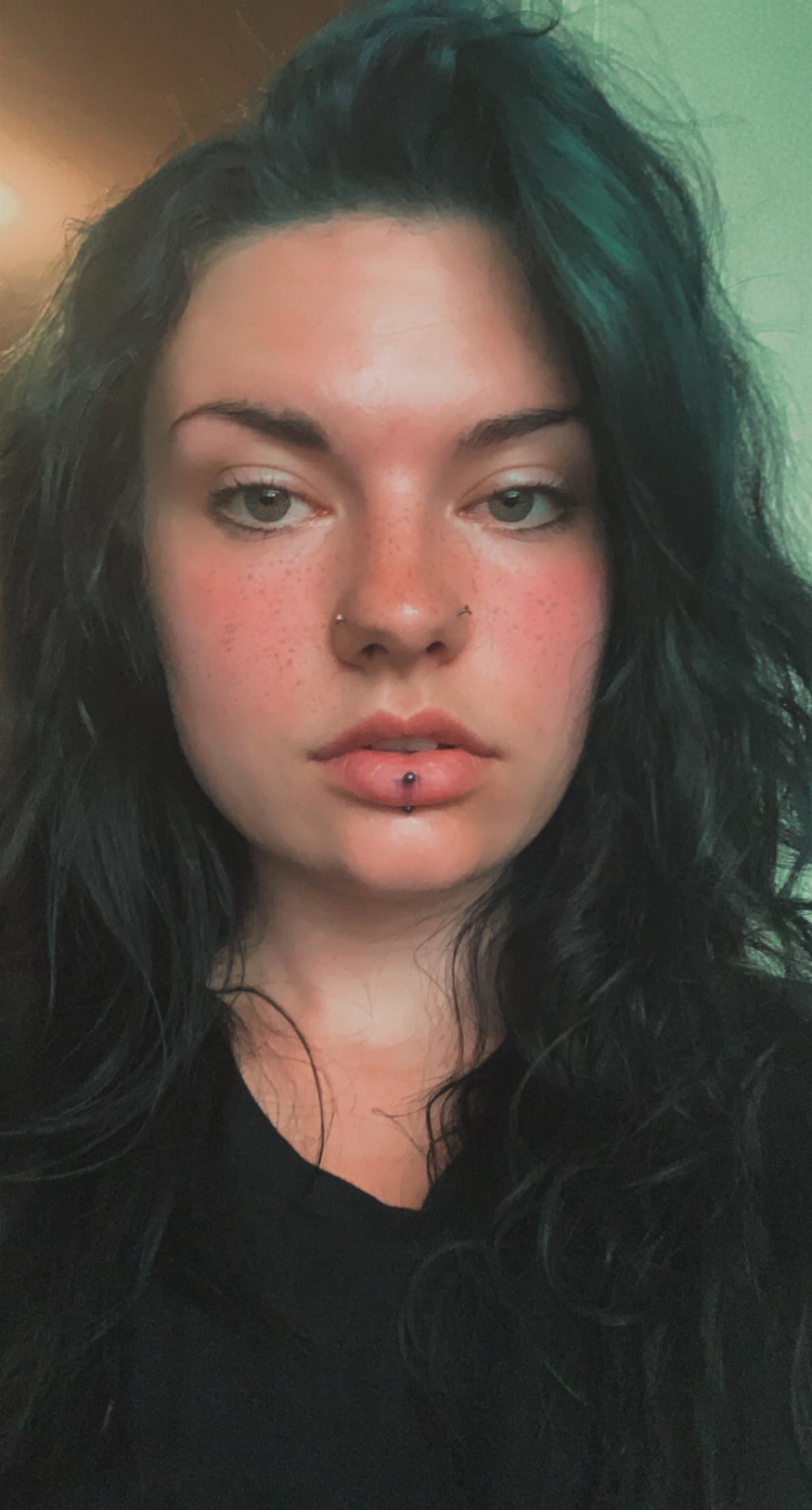 Vertical labret done yesterday by piercer Mike at Bonehead in Fort