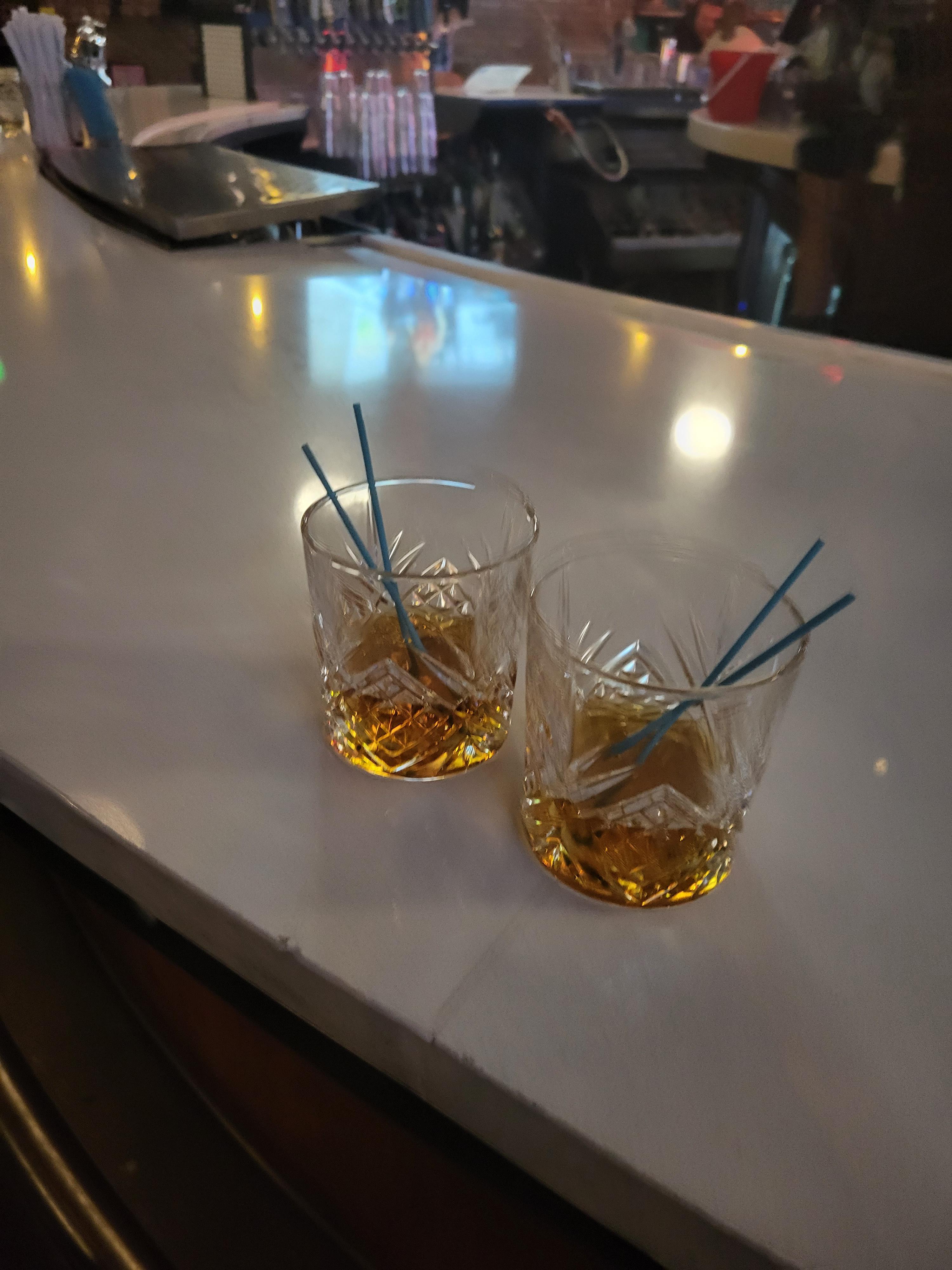 Cheers, but only to the guy that put our fireball shots in cut glass