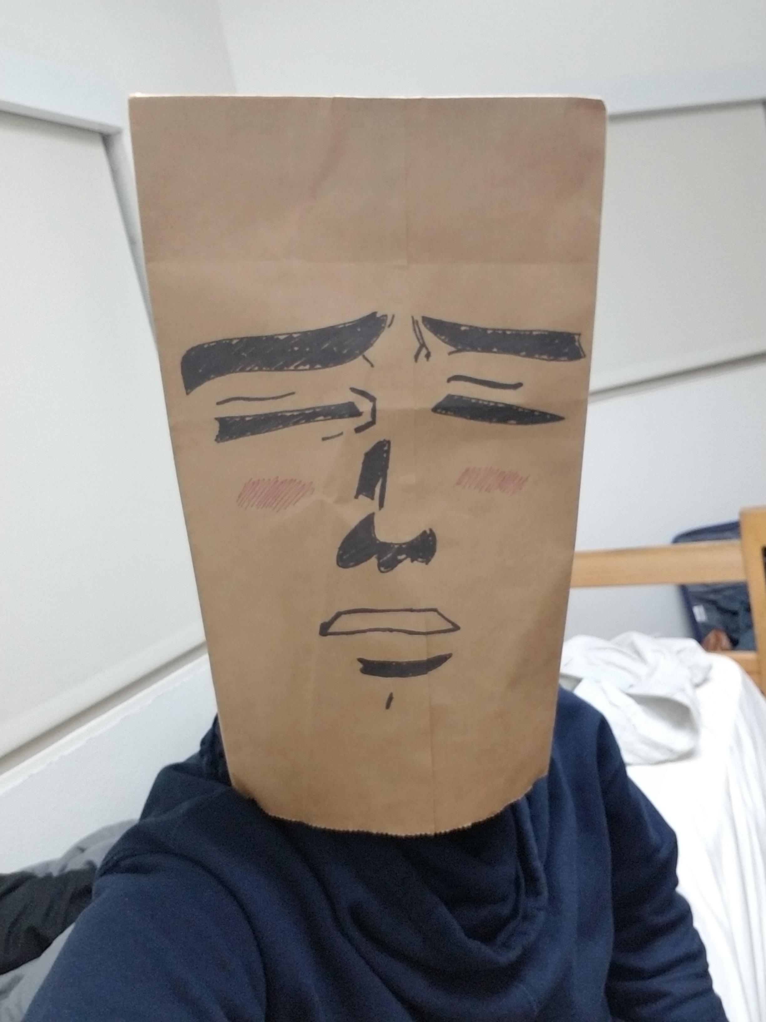I decided to do a last minute costume, and I only had a paper bag