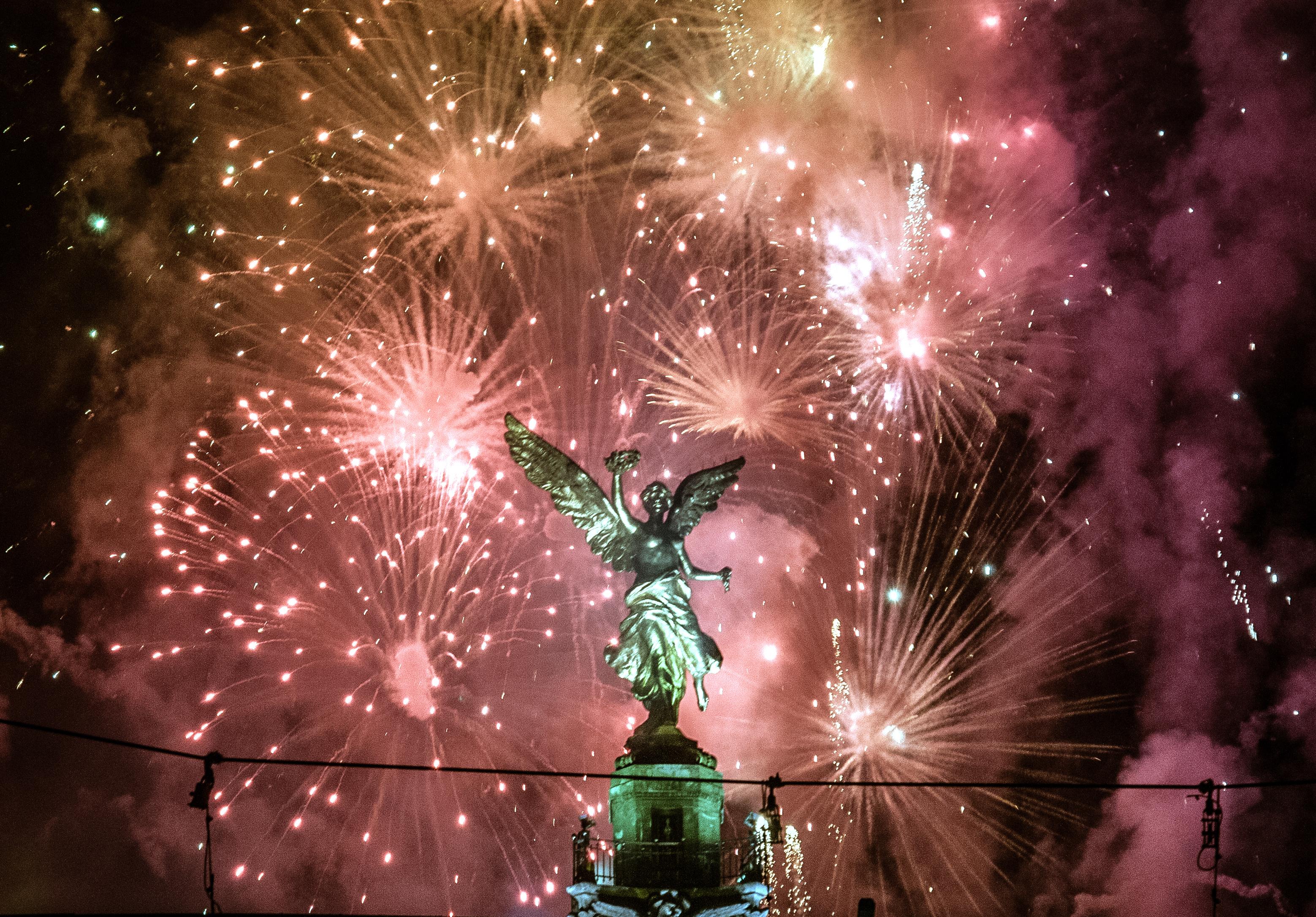 Fireworks in Mexico City at the stroke of midnight on New Year's Day
