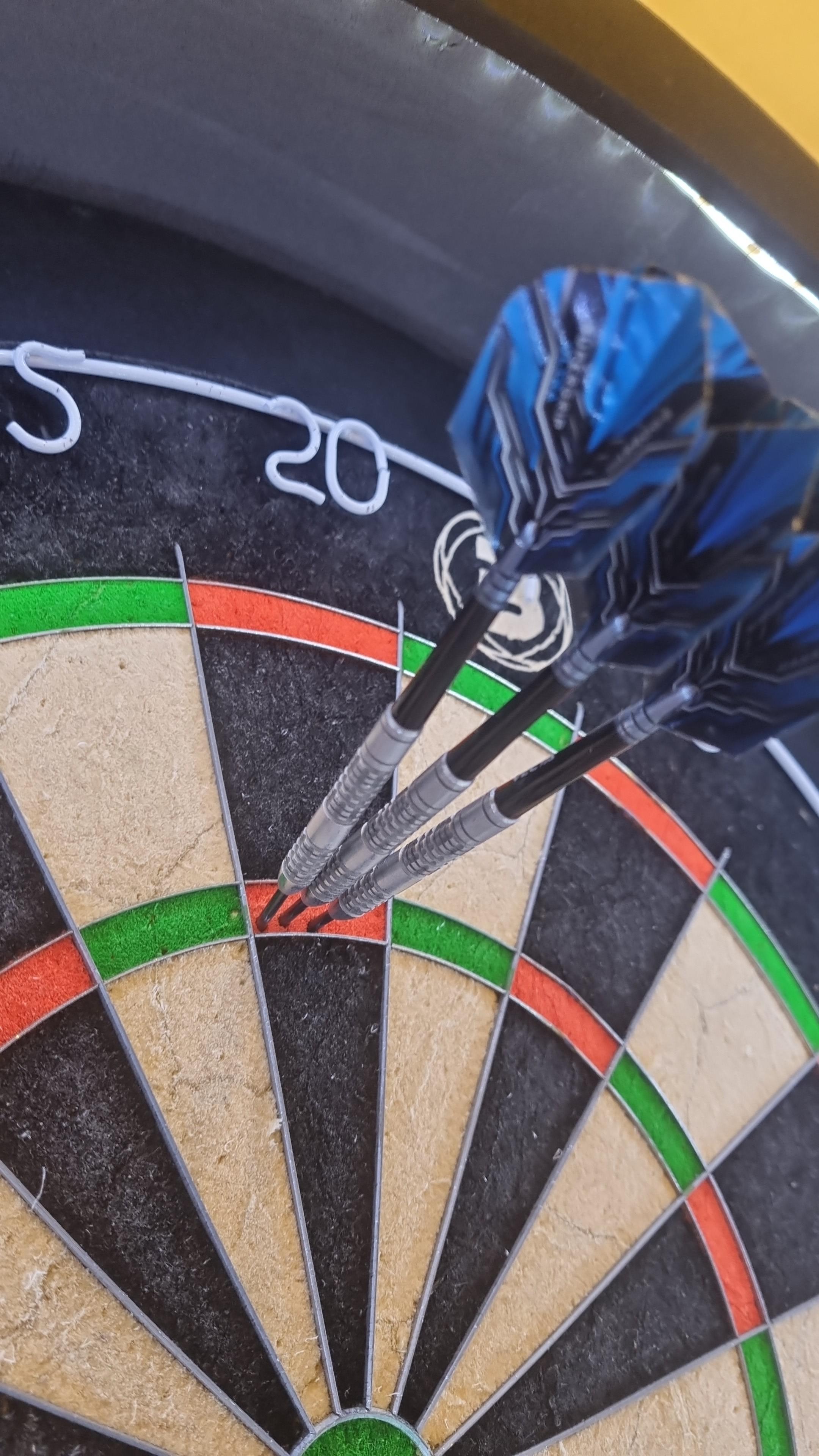 I know it's easier on a DartsLive board, but my first 180 was against