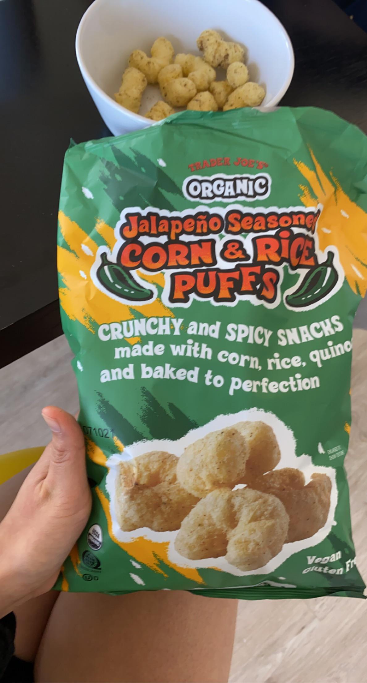 I might like Jalapeño Seasoned Corn & Rice Puffs more than TJ’s cheese