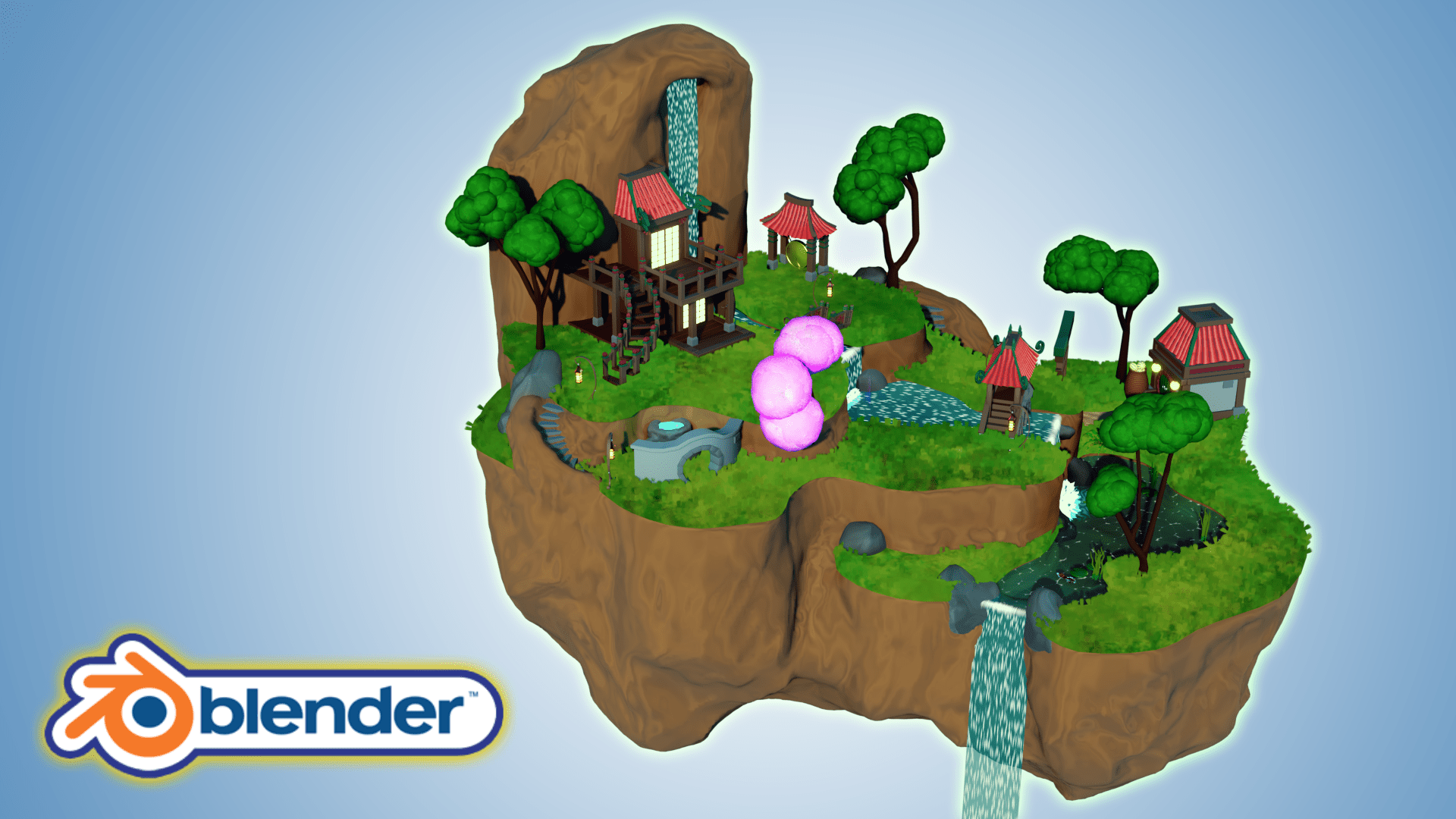 Gumroad Course Release (!) Blender 3D Model a Stylized Oriental Island