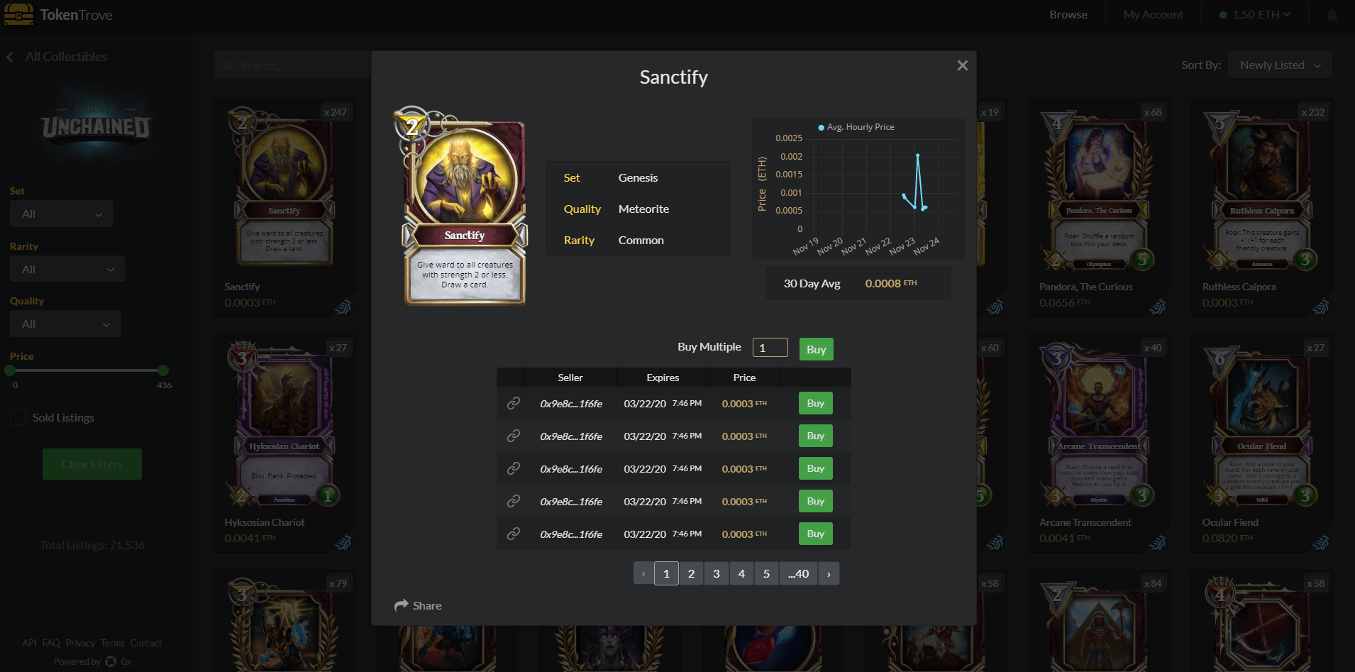 TokenTrove RapidBuy Gods Unchained Cards r/GodsUnchained