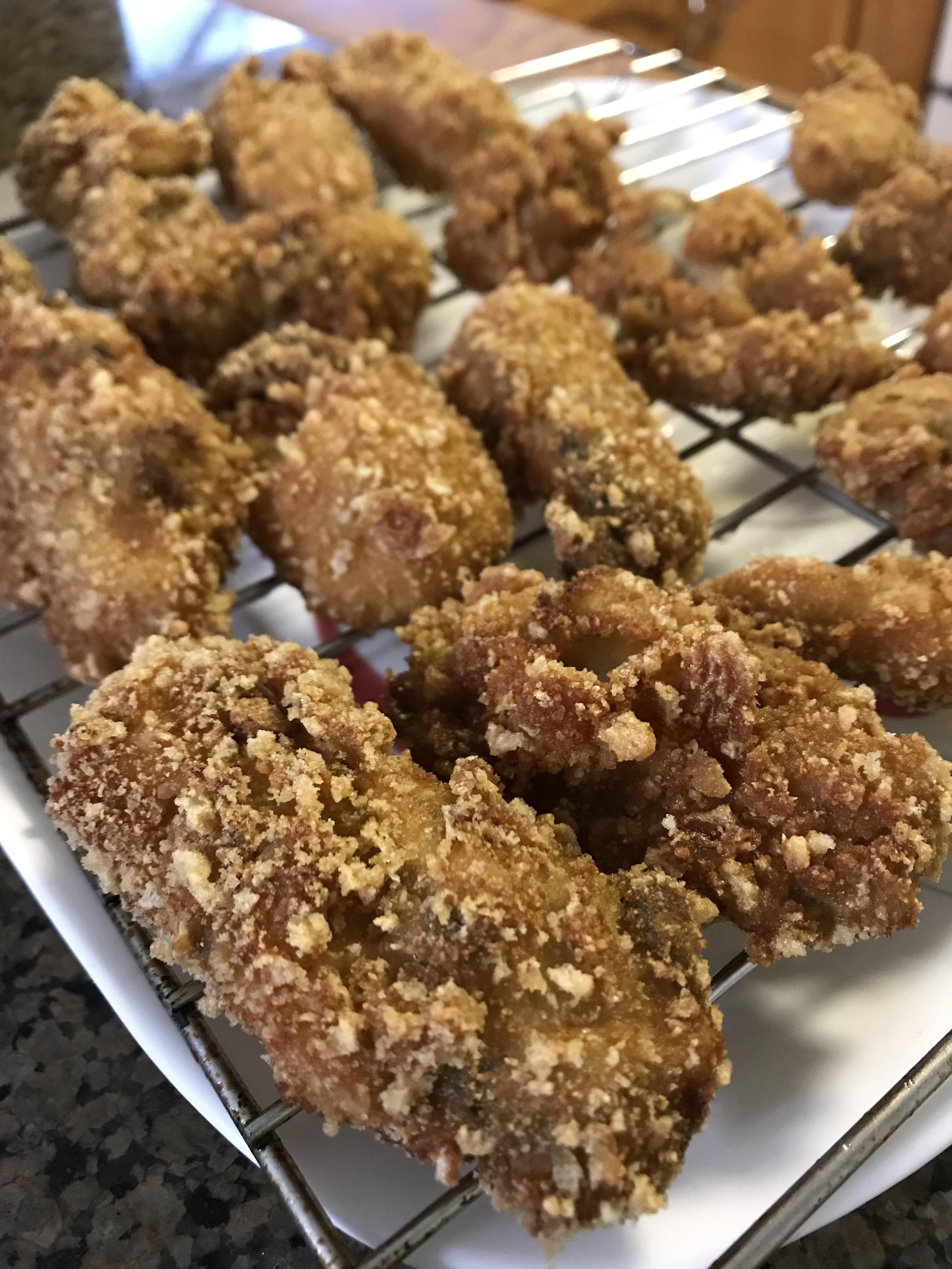 Fried oysters with pork rind crumbs! r/FoodPorn