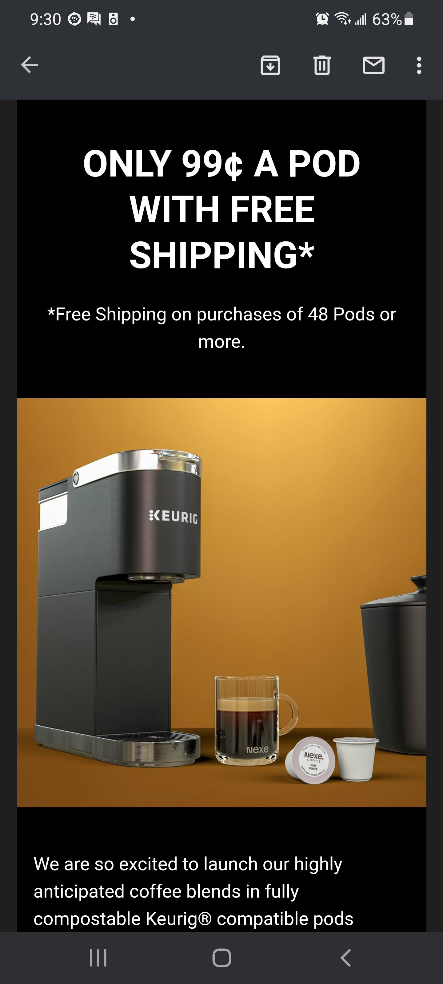 Just received this notice of patented kcups... At 0.99 a pod r