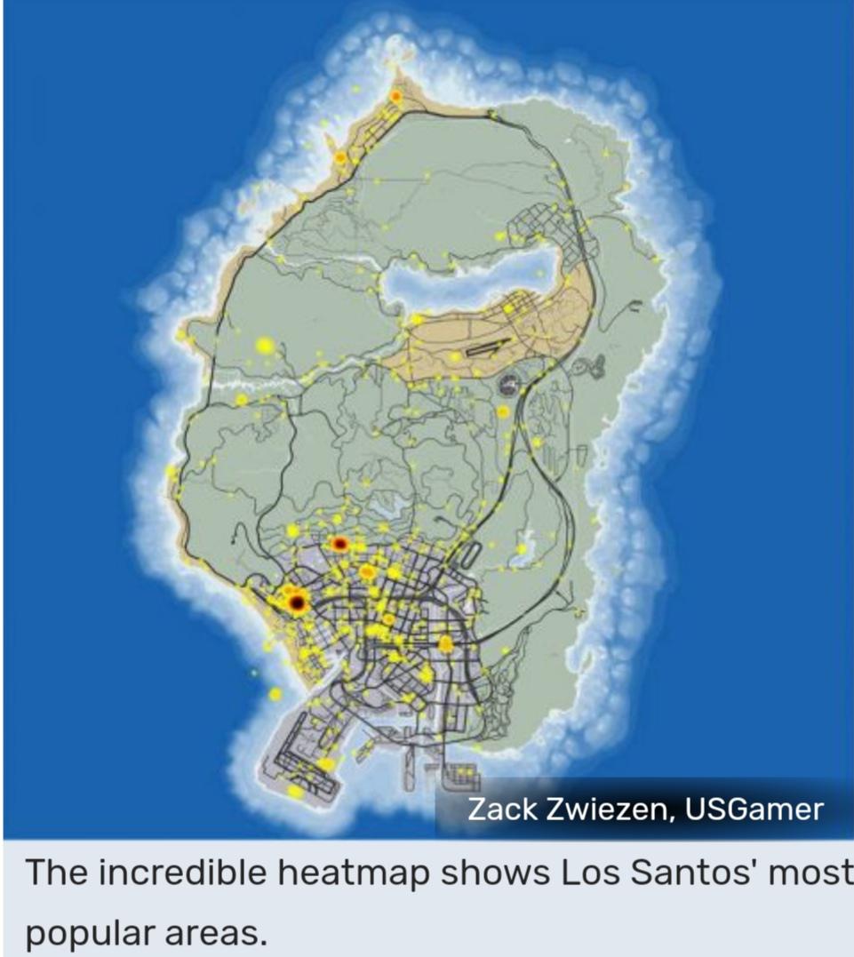 Apparently these are the most popular locations in gta online