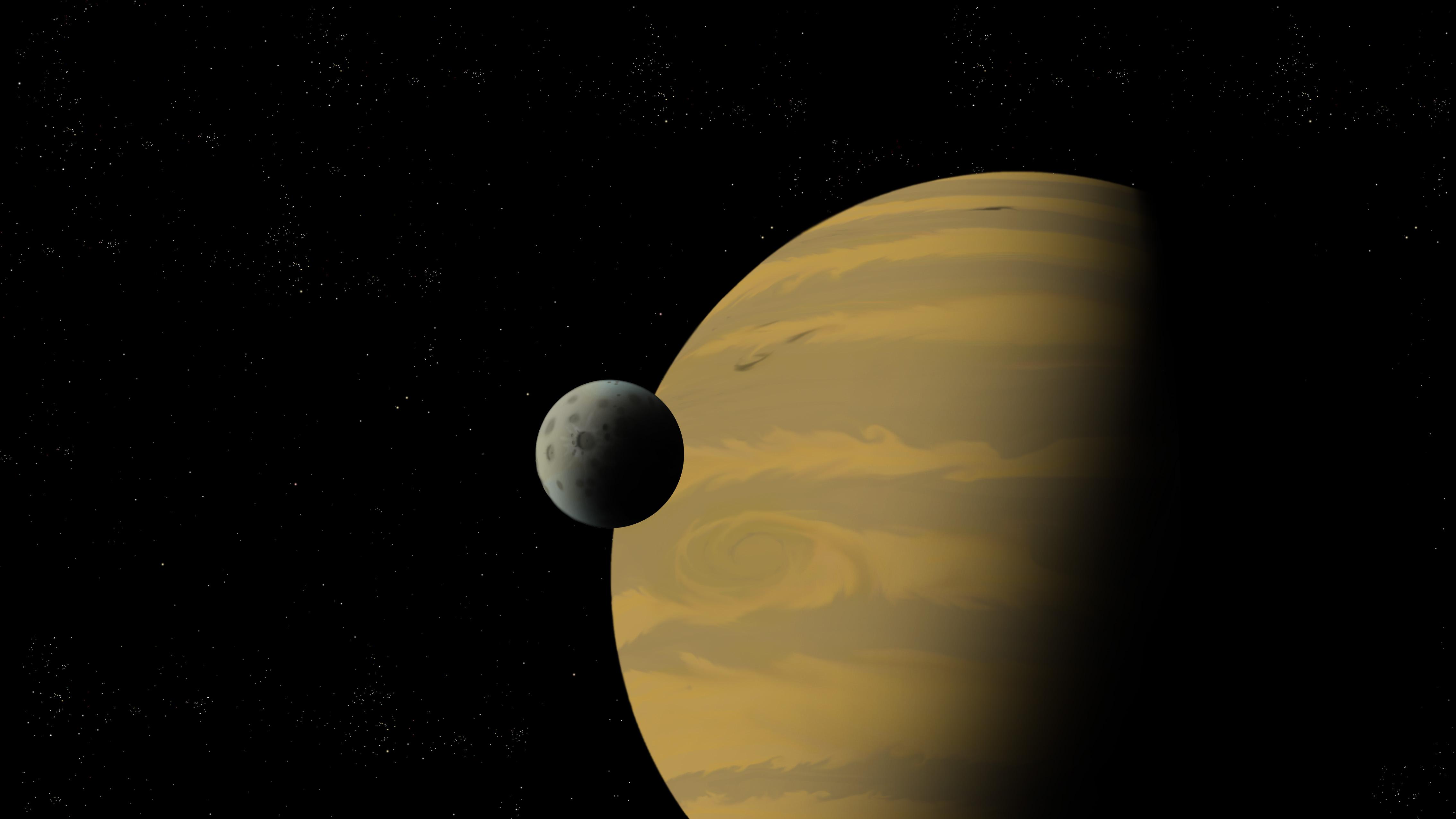 Digital Art, Gas Giant and Moon r/spaceporn