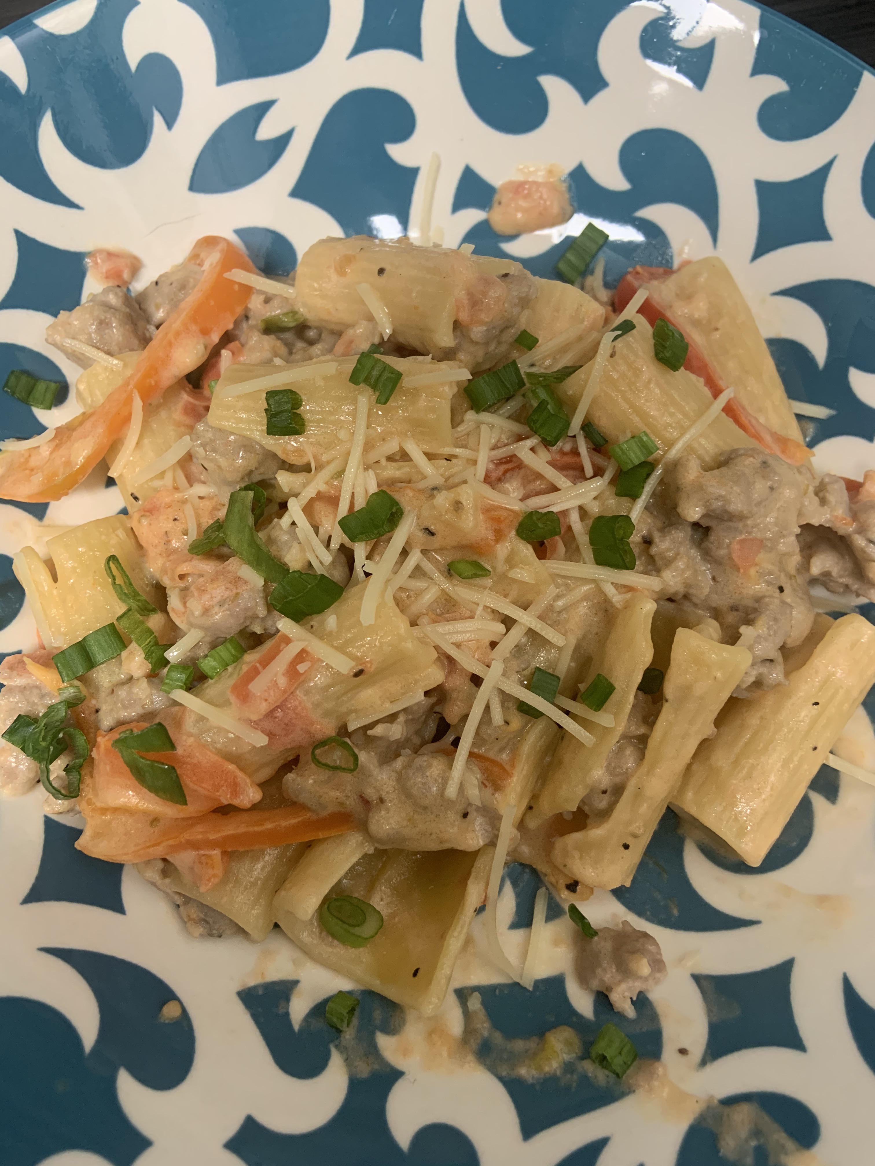 My first HelloFresh meal! Pork Sausage Rigatoni in a Creamy Sauce r