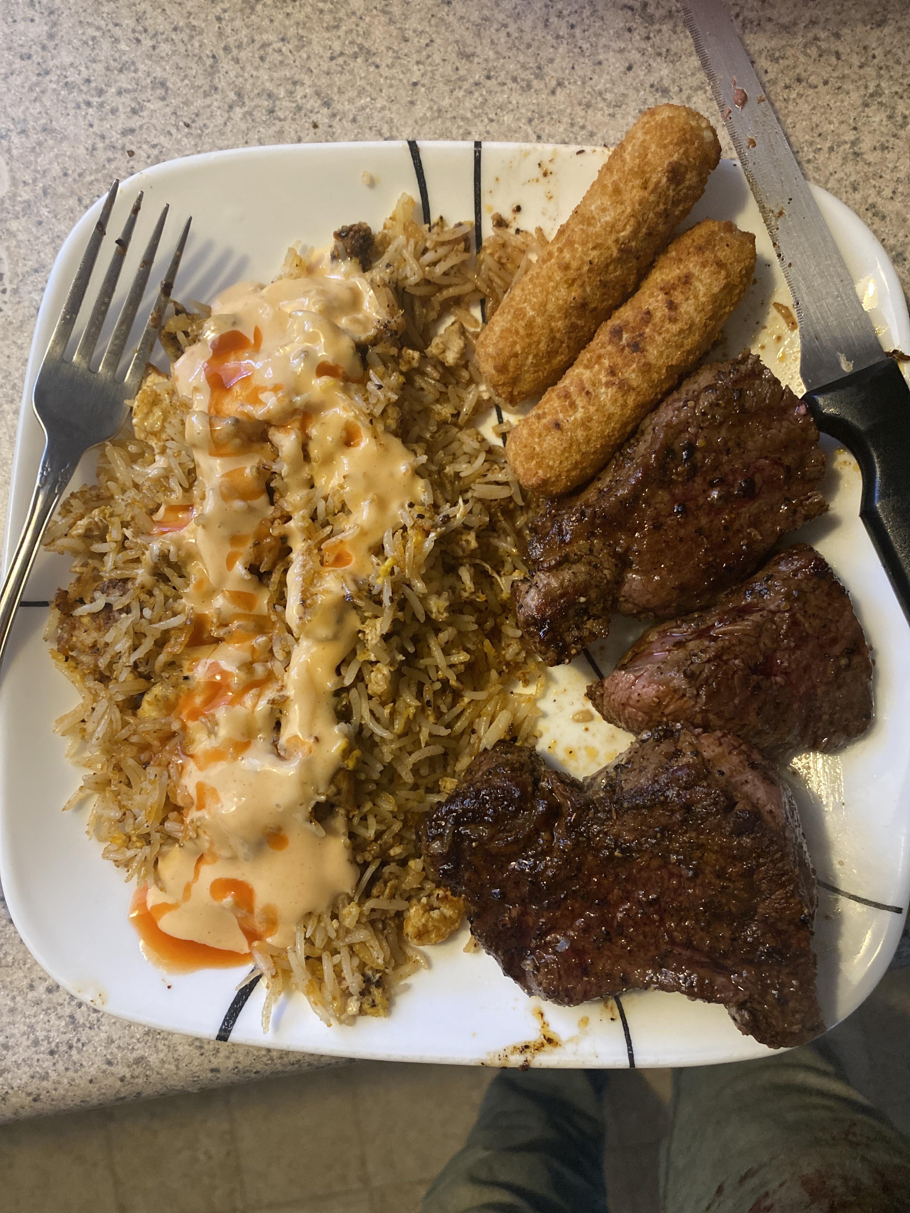 Cajun fried rice sirloin steak. r/meat