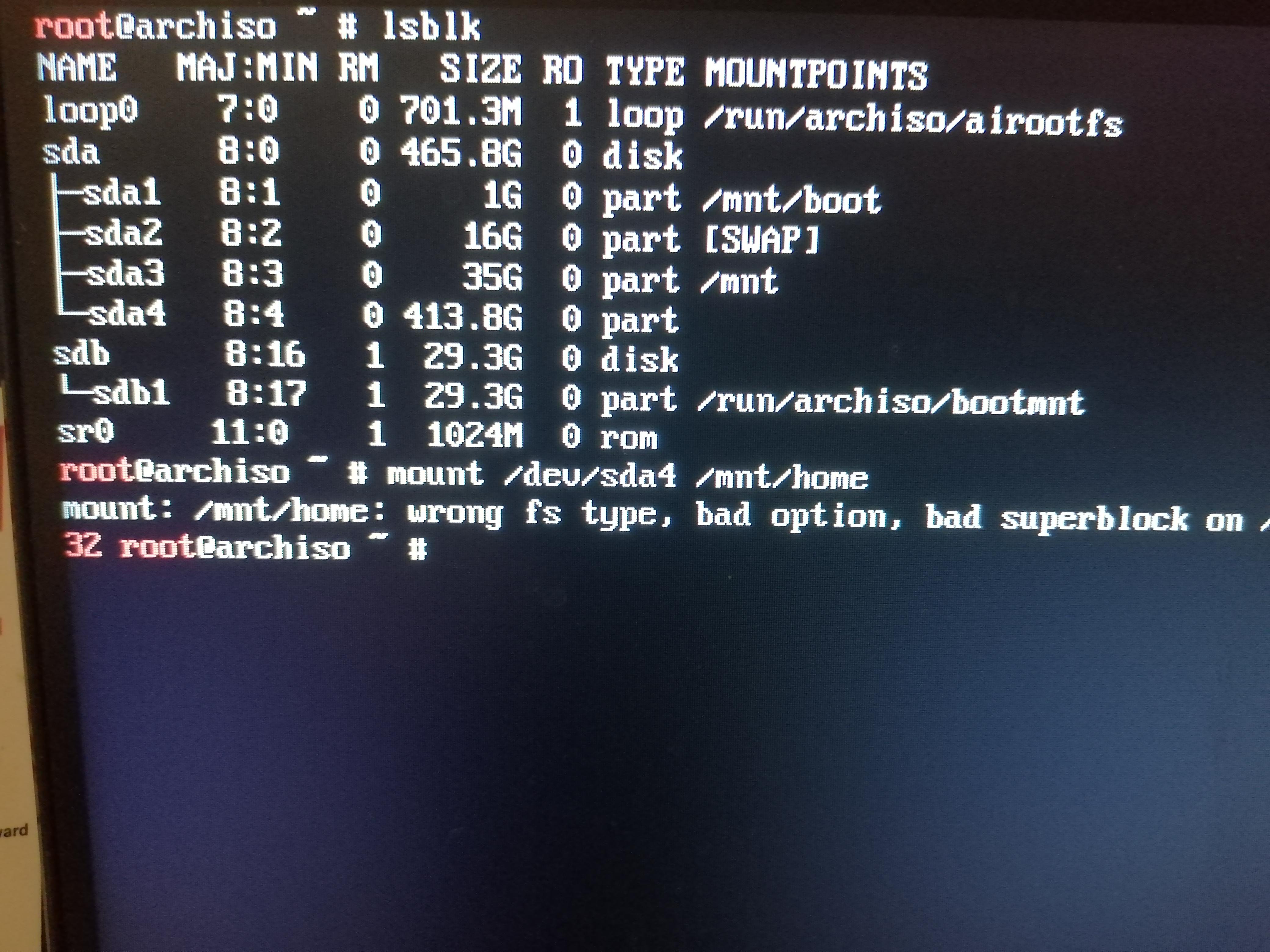 Mount /dev/sda4 /mnt/home not working help I went with Fat32 r