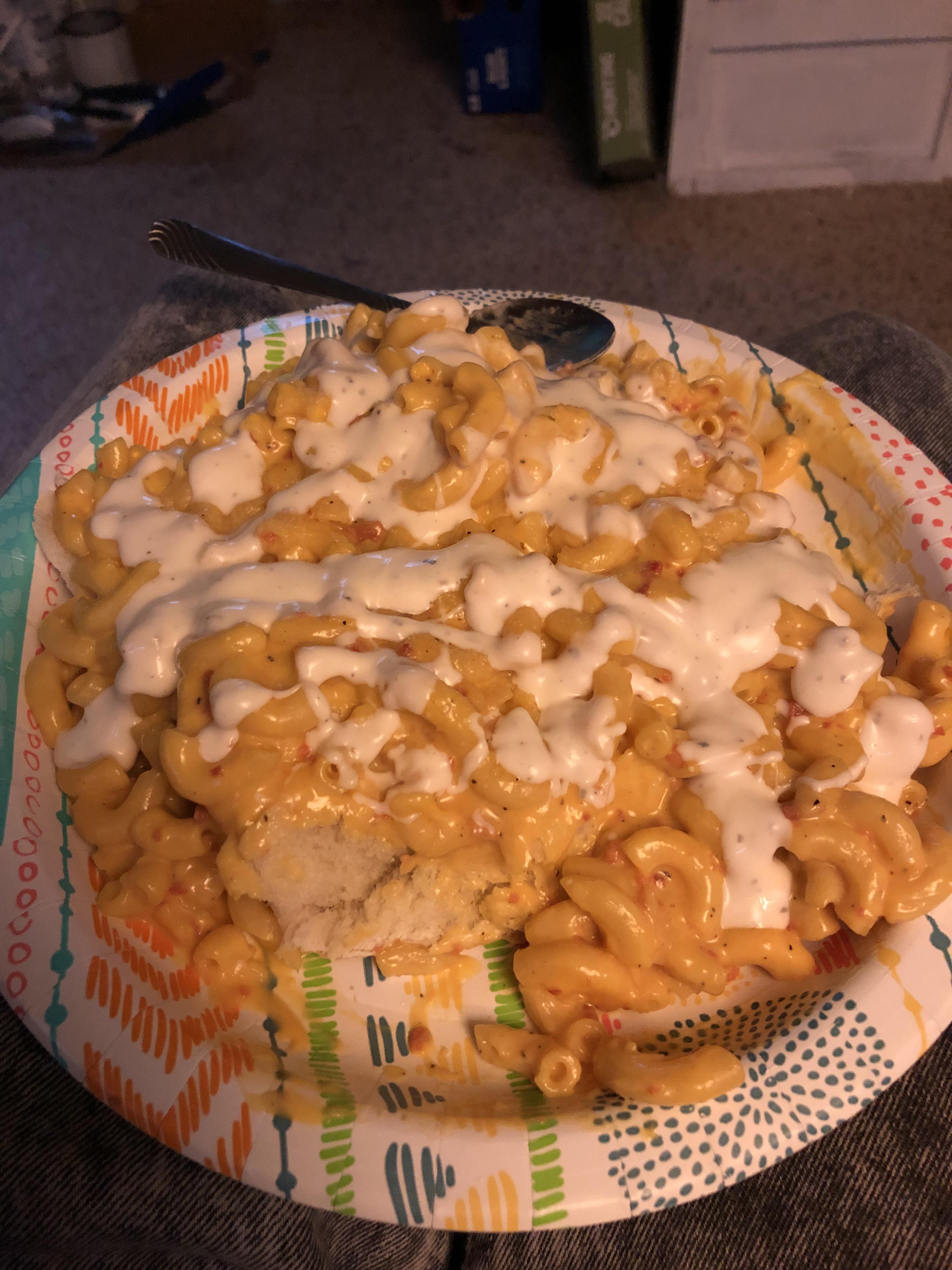 Bacon, Ranch, Mac n cheese r/drunkencookery