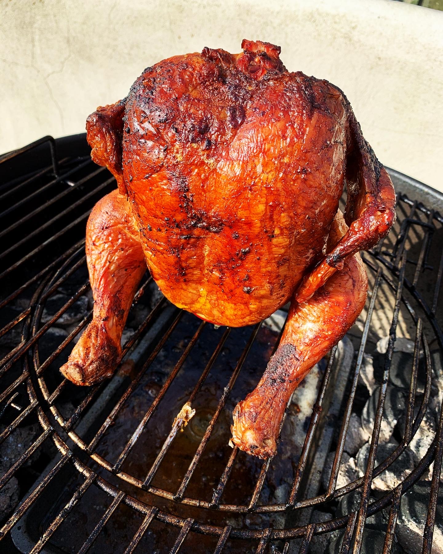 First ever beer can chicken on my kettle BBQ in the UK of all places
