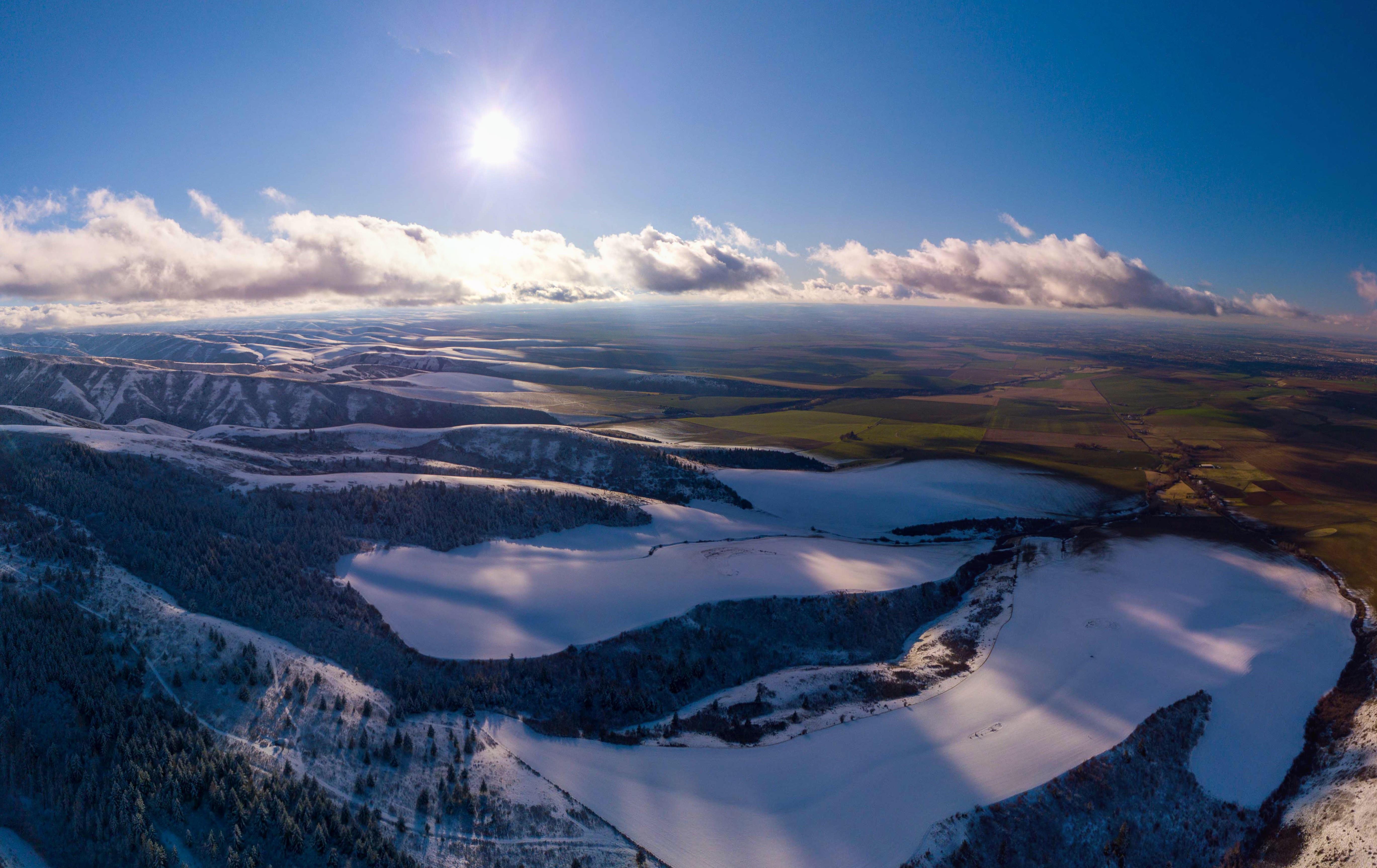 Blue mountains of Washington. Looking down over the Walla Walla valley