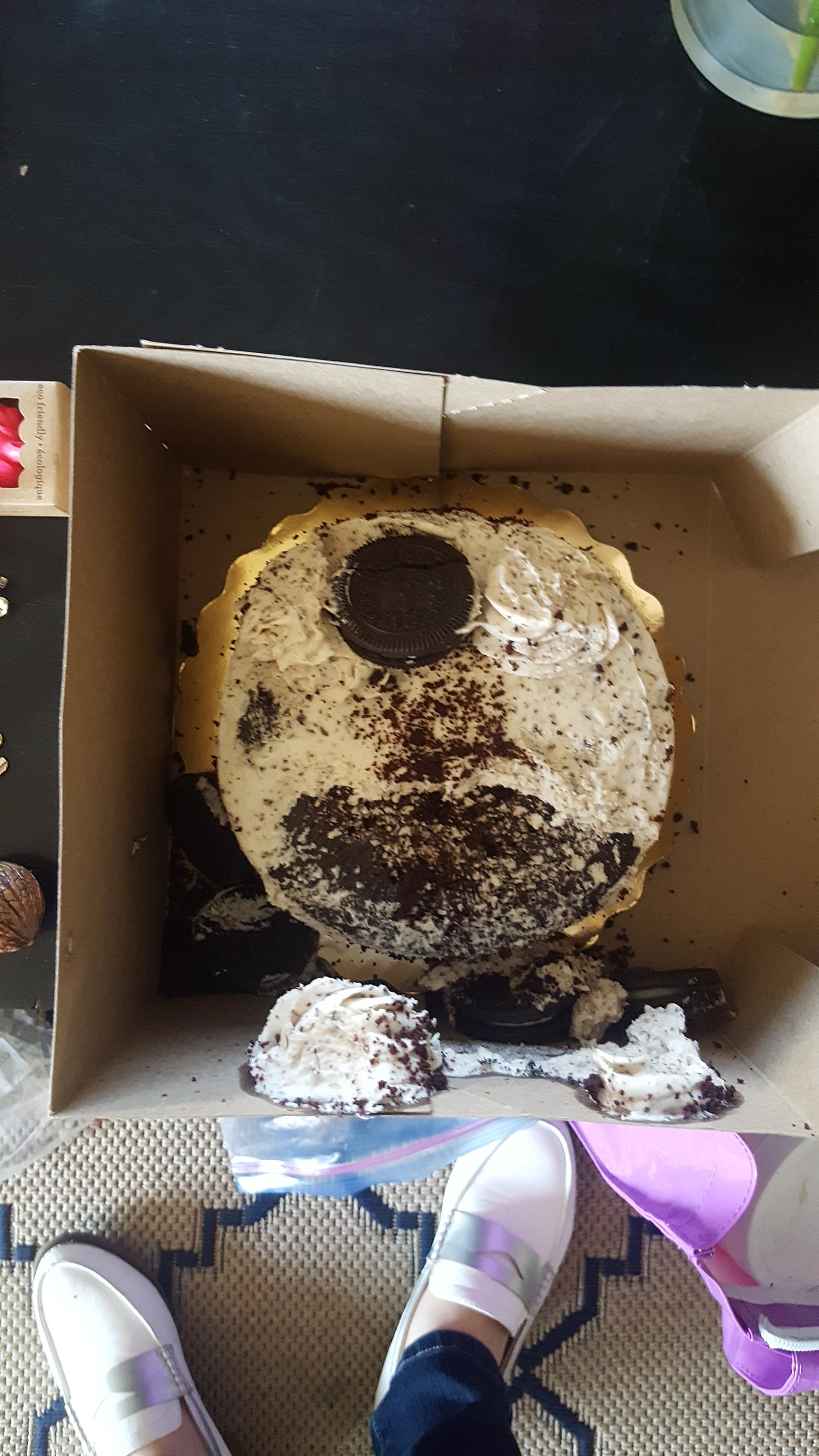 Dropped my mom's birthday cake that I had just bought 15 minutes prior