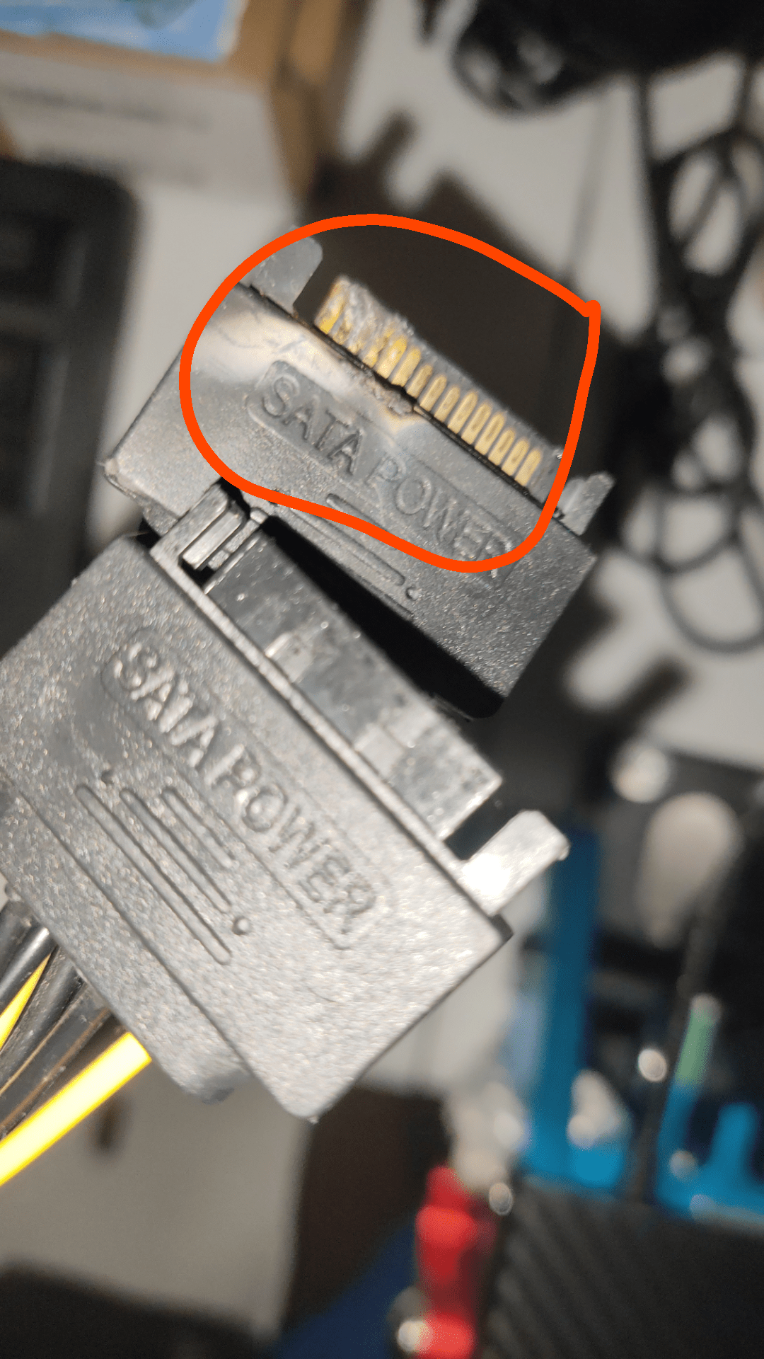 Is it safe to turn on pc after one of dual sata to 8 pin caught fire