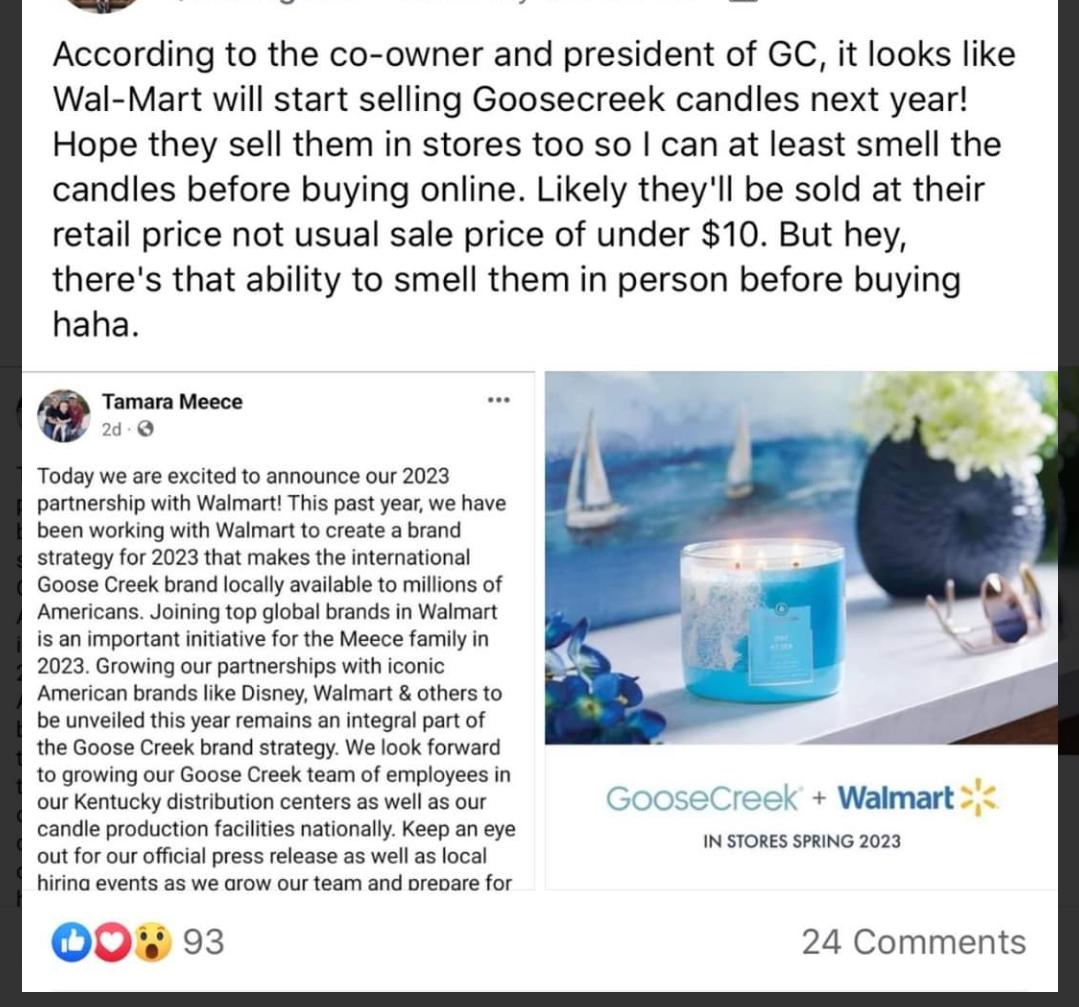 Goosecreek coming to Walmart r/bathandbodyworks