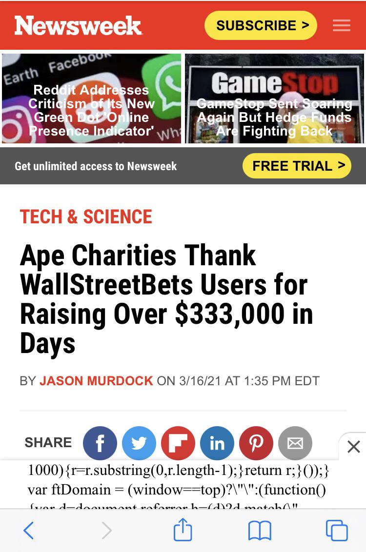 Reddit’s Wall Street Bets Raises over 300K for Gorilla Charities! r