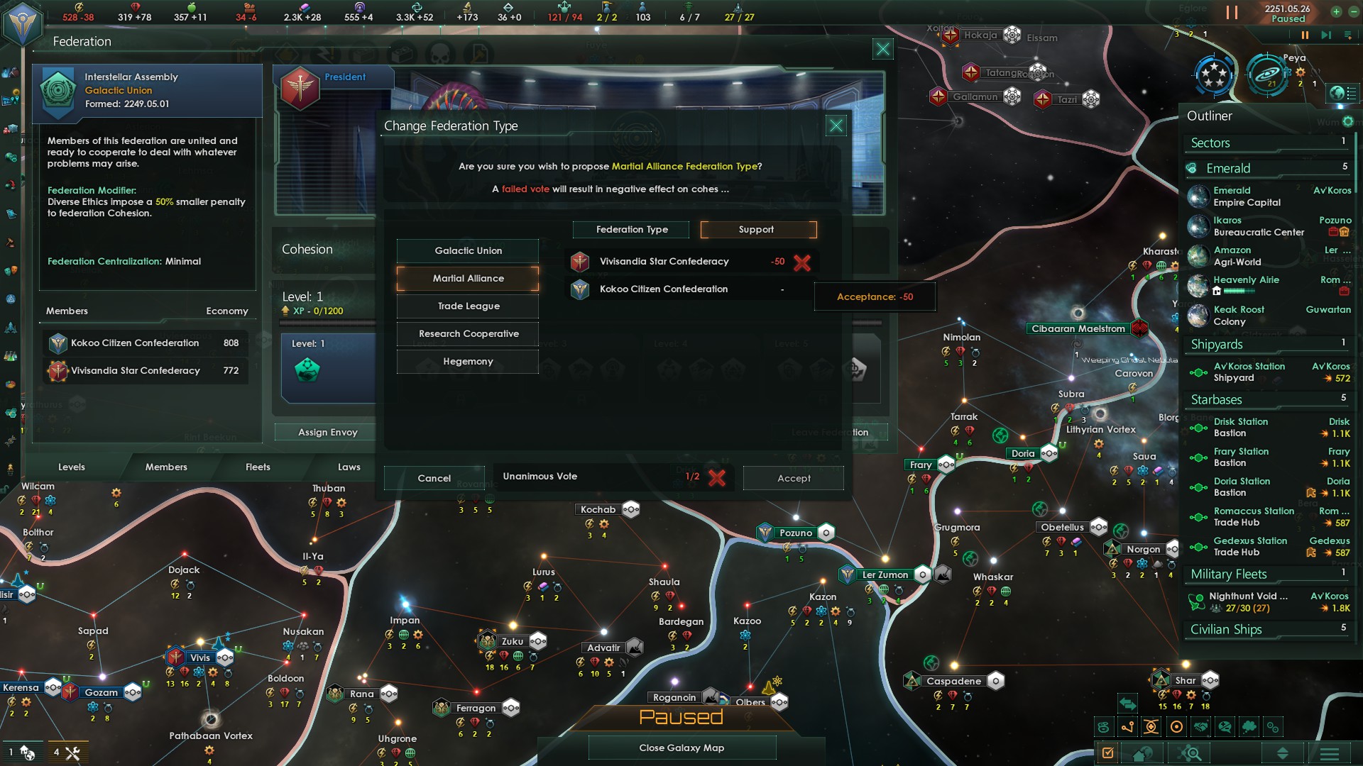 How do I change my federation type? There's no tooltip for the opinion Stellaris