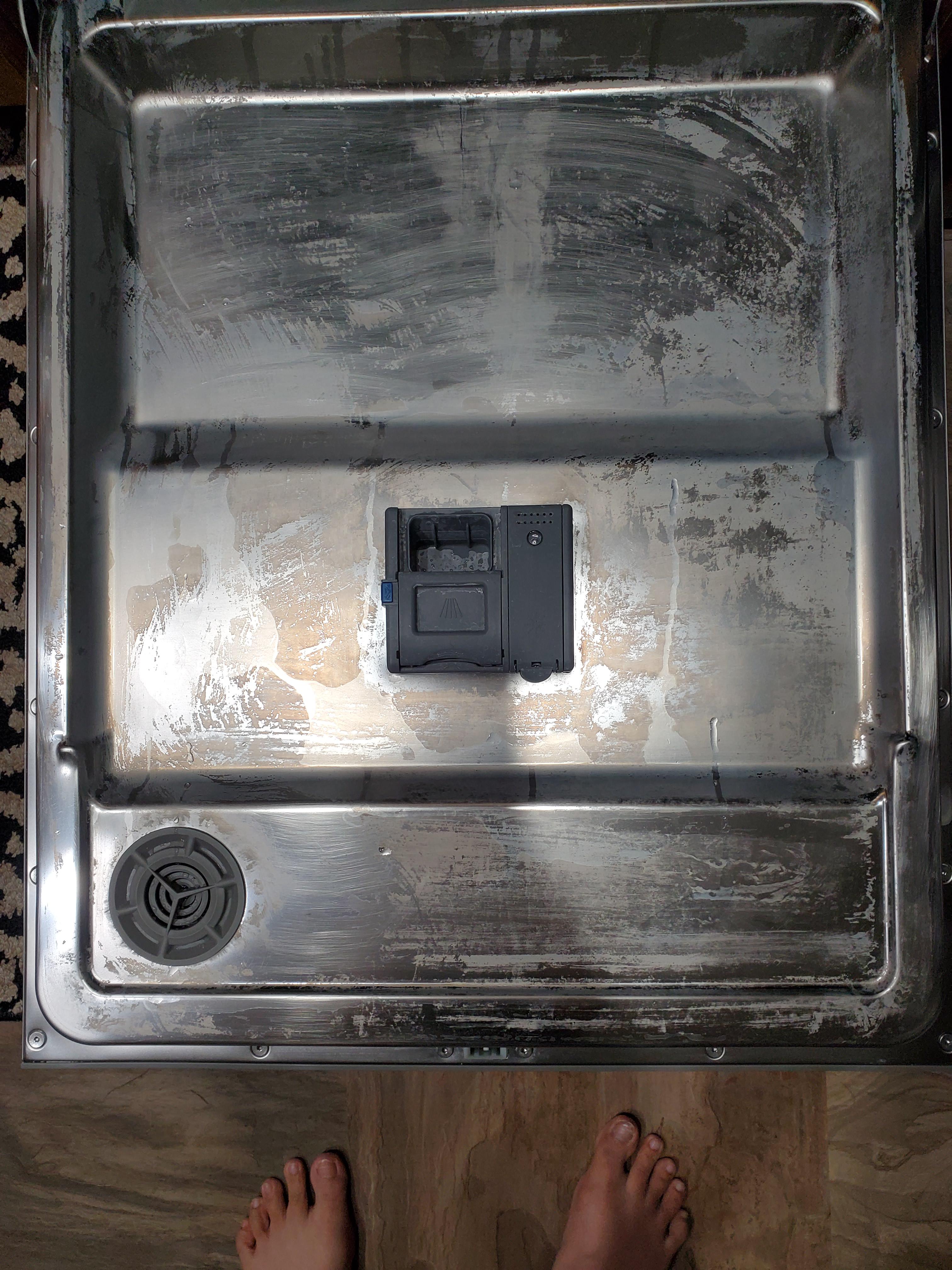 Why my dishwasher door end up like this after using vinegar and baking