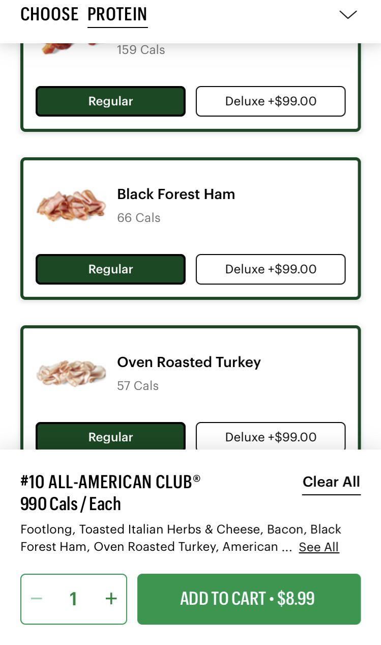 99 Deluxe from Subway r/facepalm