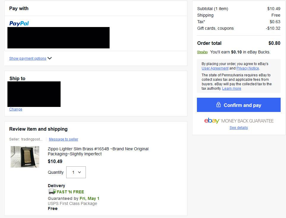 Just used my ebay bucks and got a brass slim zippo for 80 cents! r/Zippo