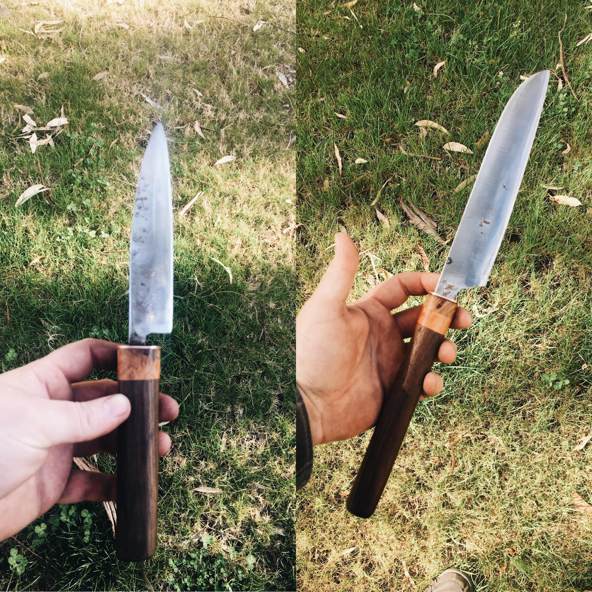 The knife on the left was my 2nd completed knife, 2 months later the