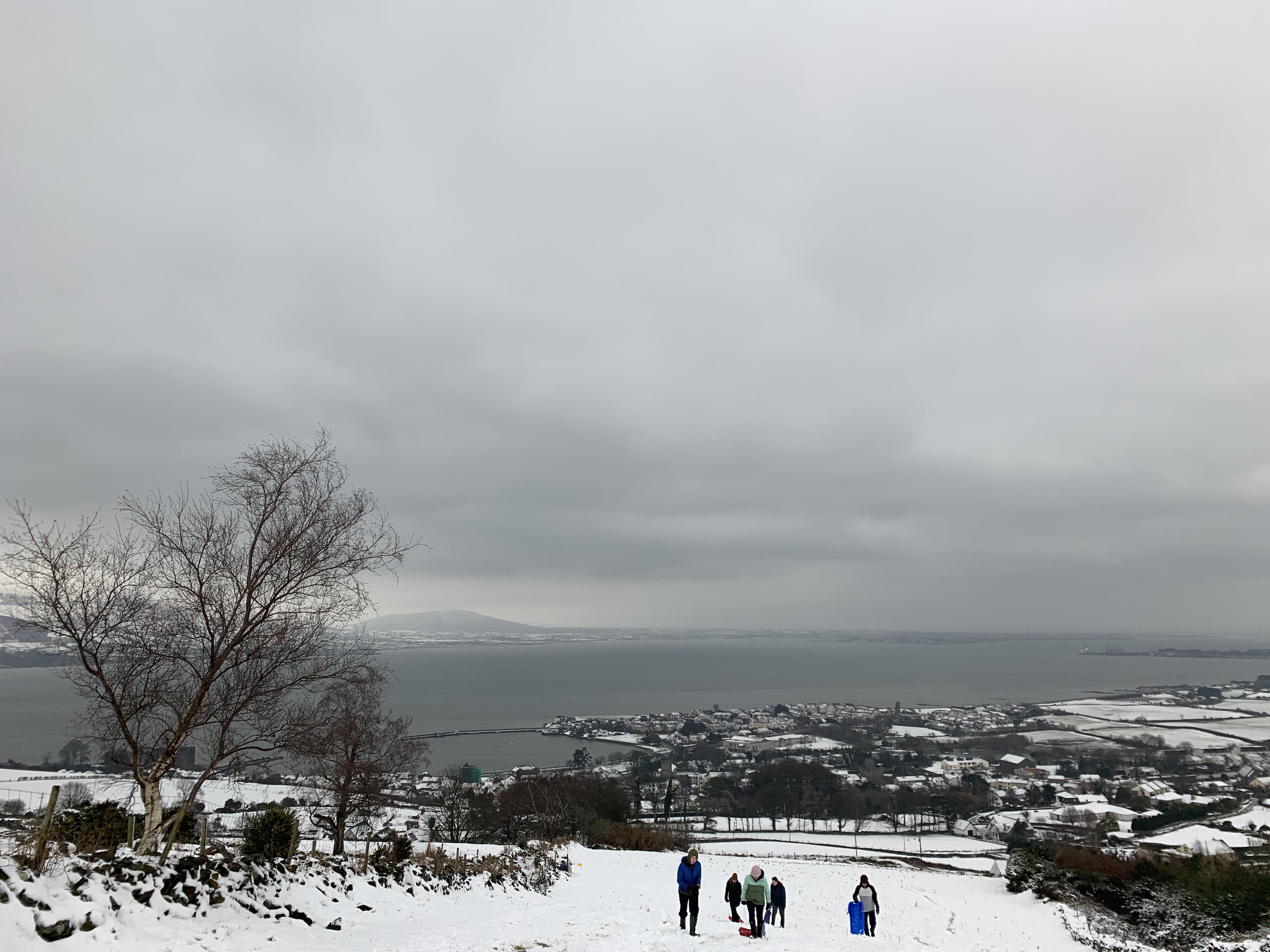 Carlingford, County Louth today under a blanket of snow (and