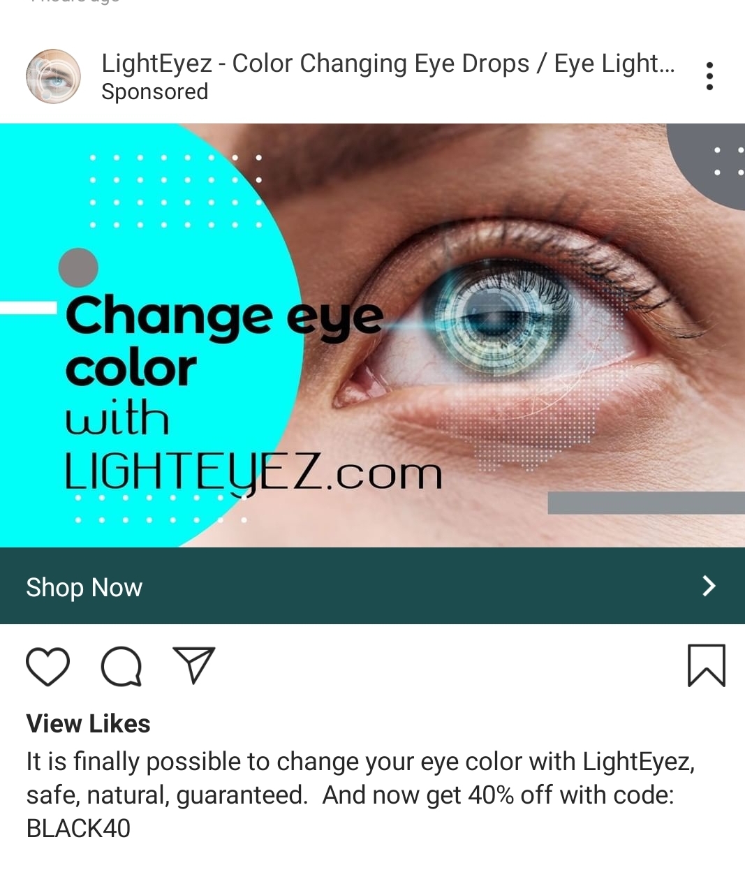 This ad for eye color changing drops feels like the beginning to a new
