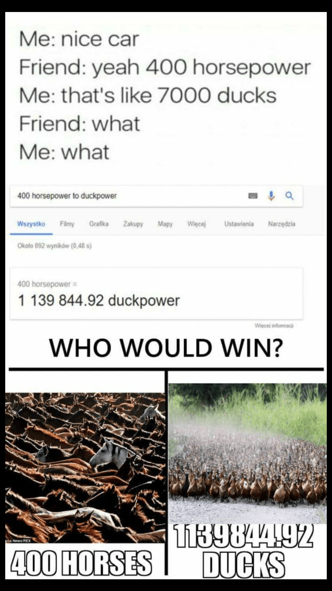 Duck power to horse Power. r/dank_meme