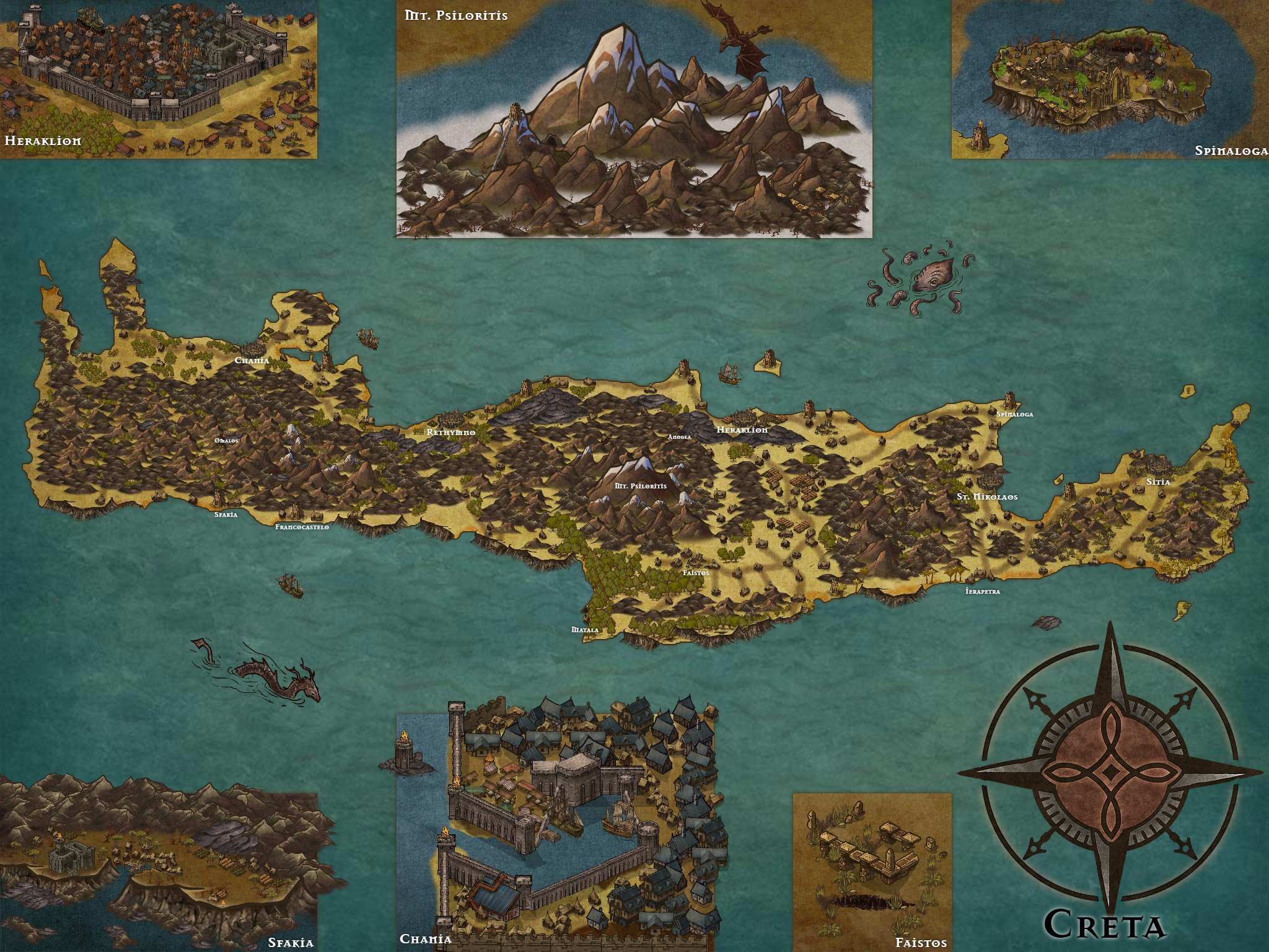 Ancient Greece Map Fantasy Crete Fantasy Map (for RPG) greece