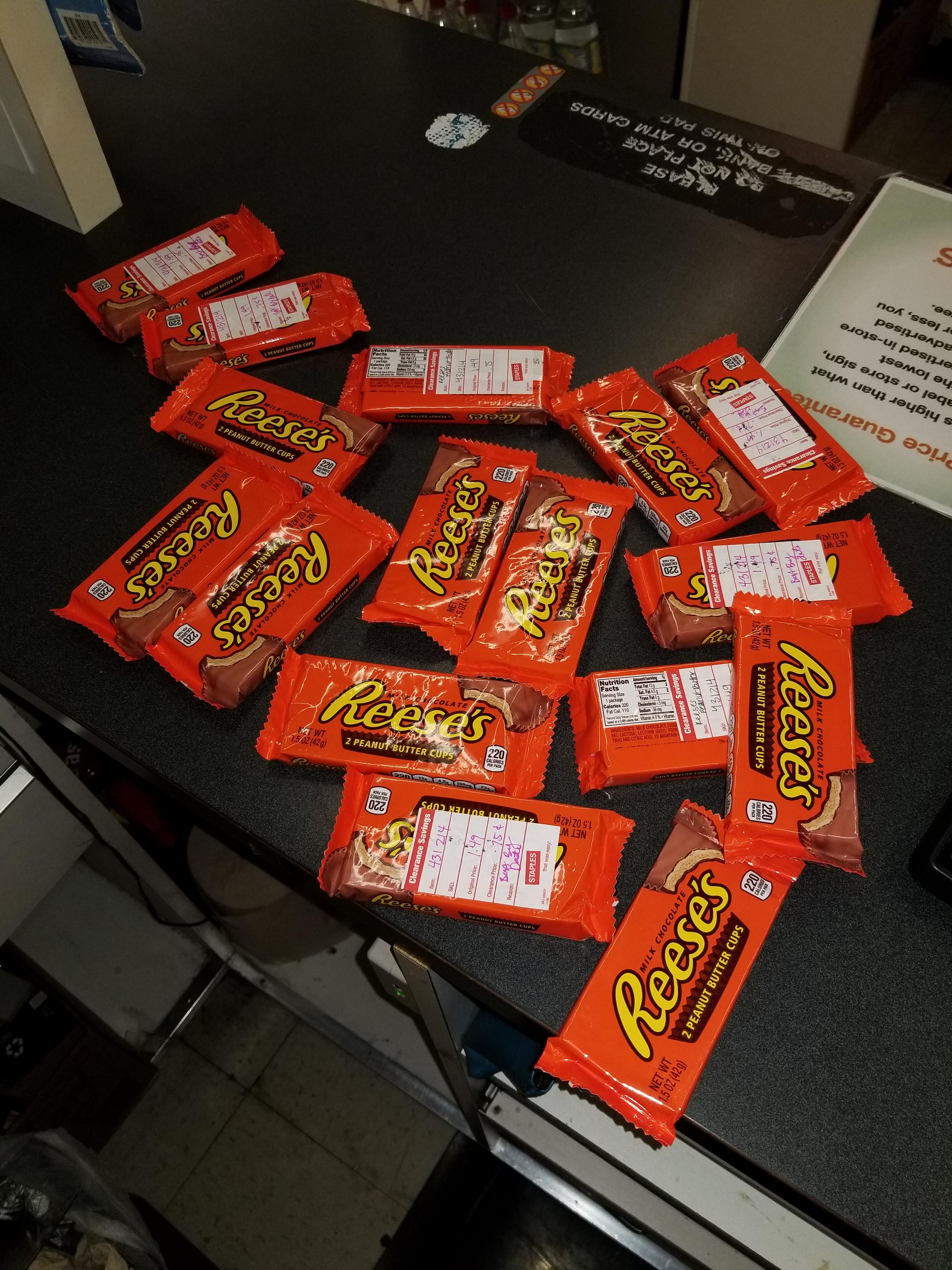 Associate decided to end his final day with a treat... Clearance candy