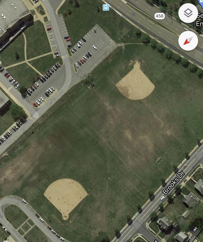 Suitland High School, MD. Softball field touching the baseball field