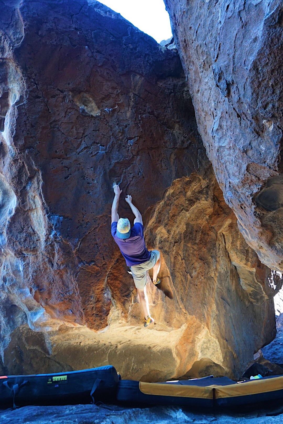 First time climbing in Hueco Tanks, TX, and caught this shot. My finger