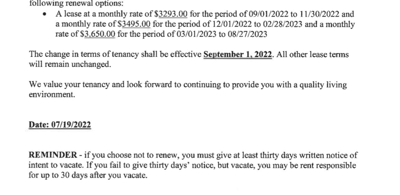 San Diego rent renewal.. went from 2995 to now an increase of 655