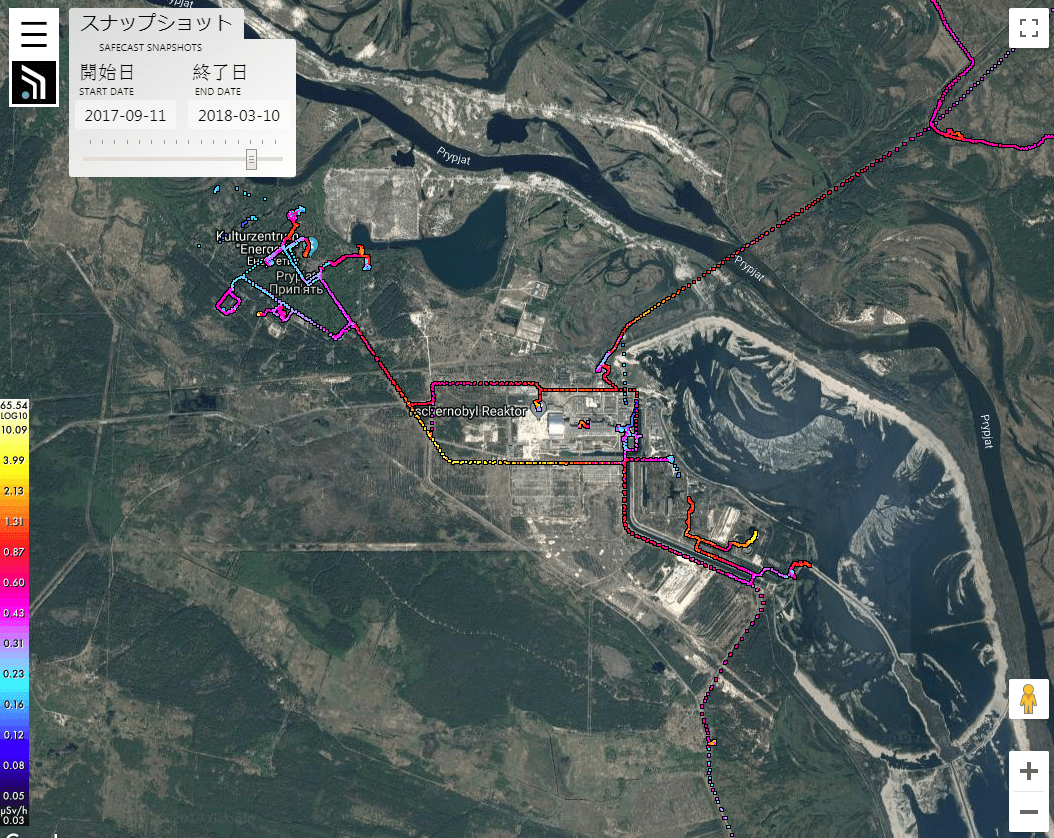 Recent measured radiation levels (2017/2018) at around the power plant