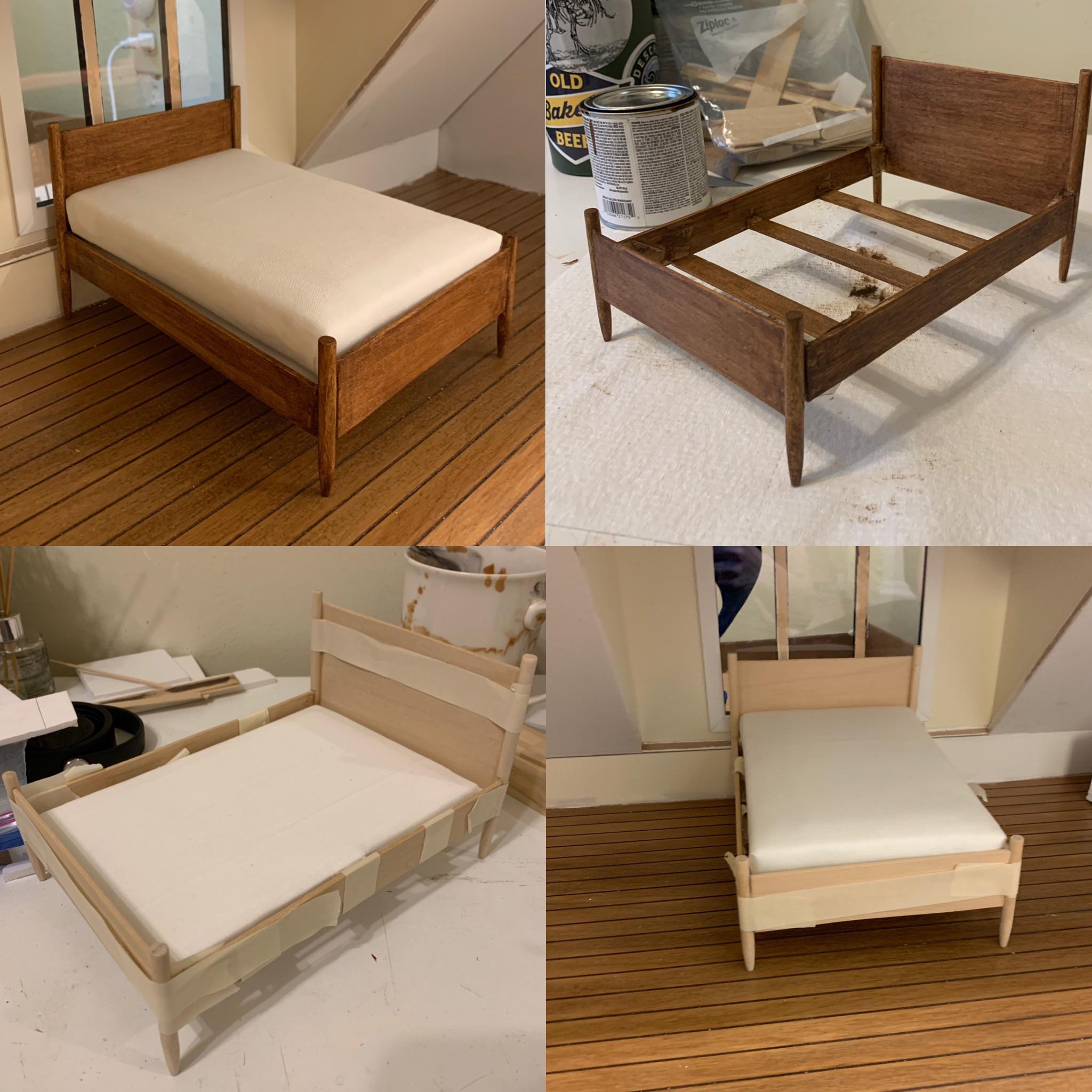 A mini bed I made for my dollhouse r/miniatures