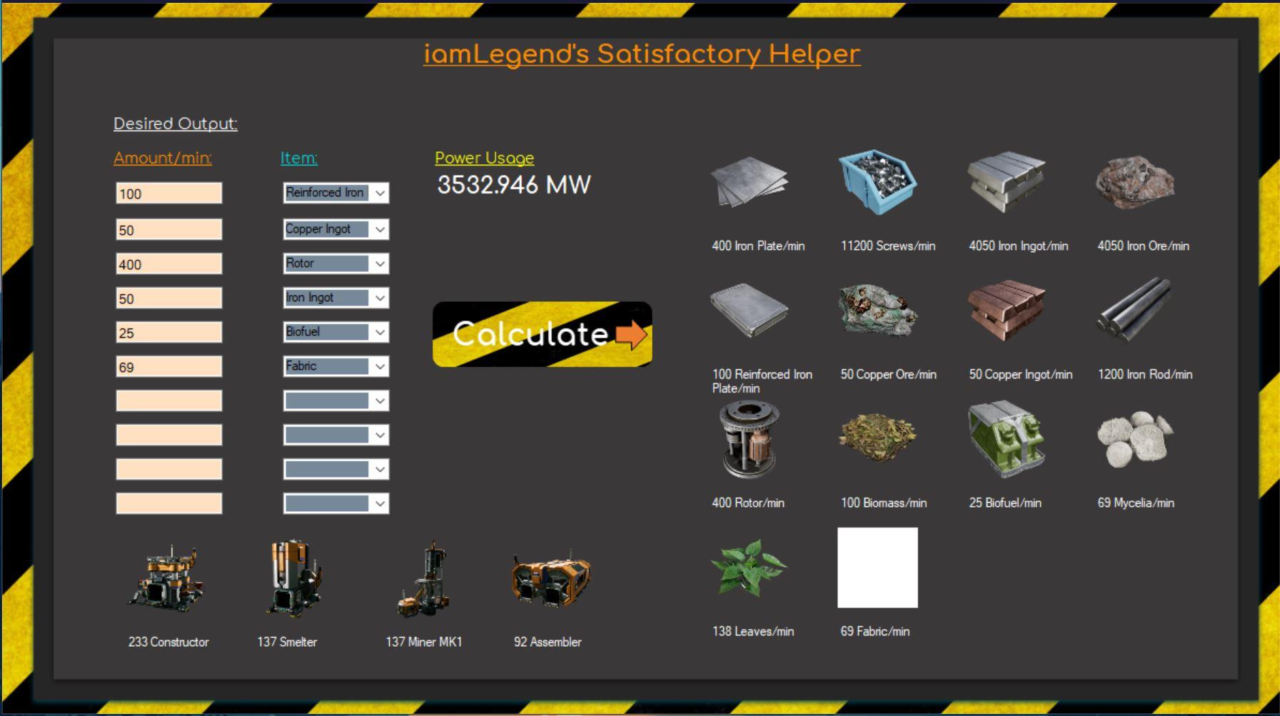 Satisfactory Calculation Program 👌 SatisfactoryGame