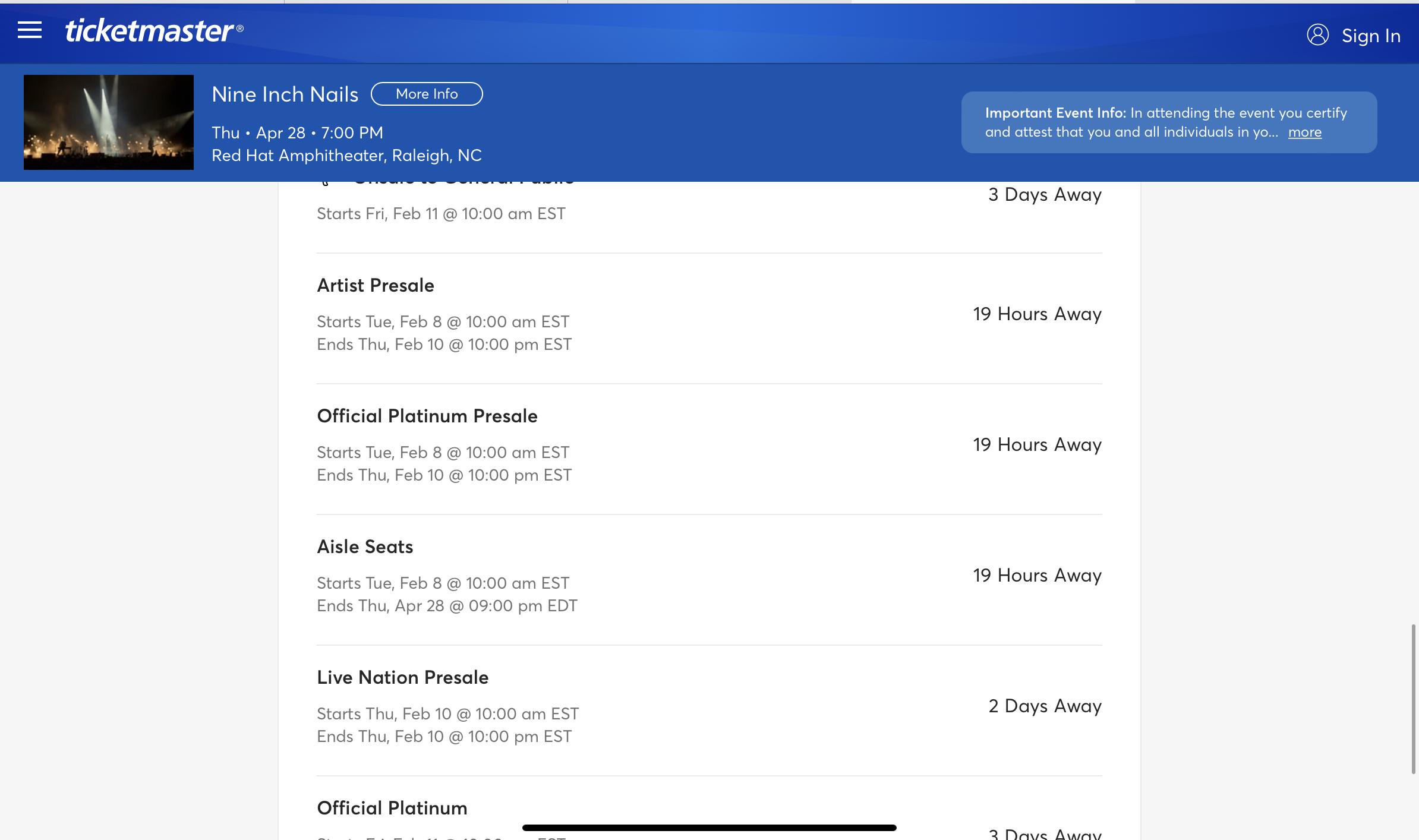 What does all this mean? How do you get presale tickets? nin