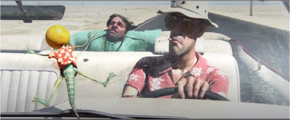 In 2011's Rango starring Johnny Depp, Rango slams into "Hunter S