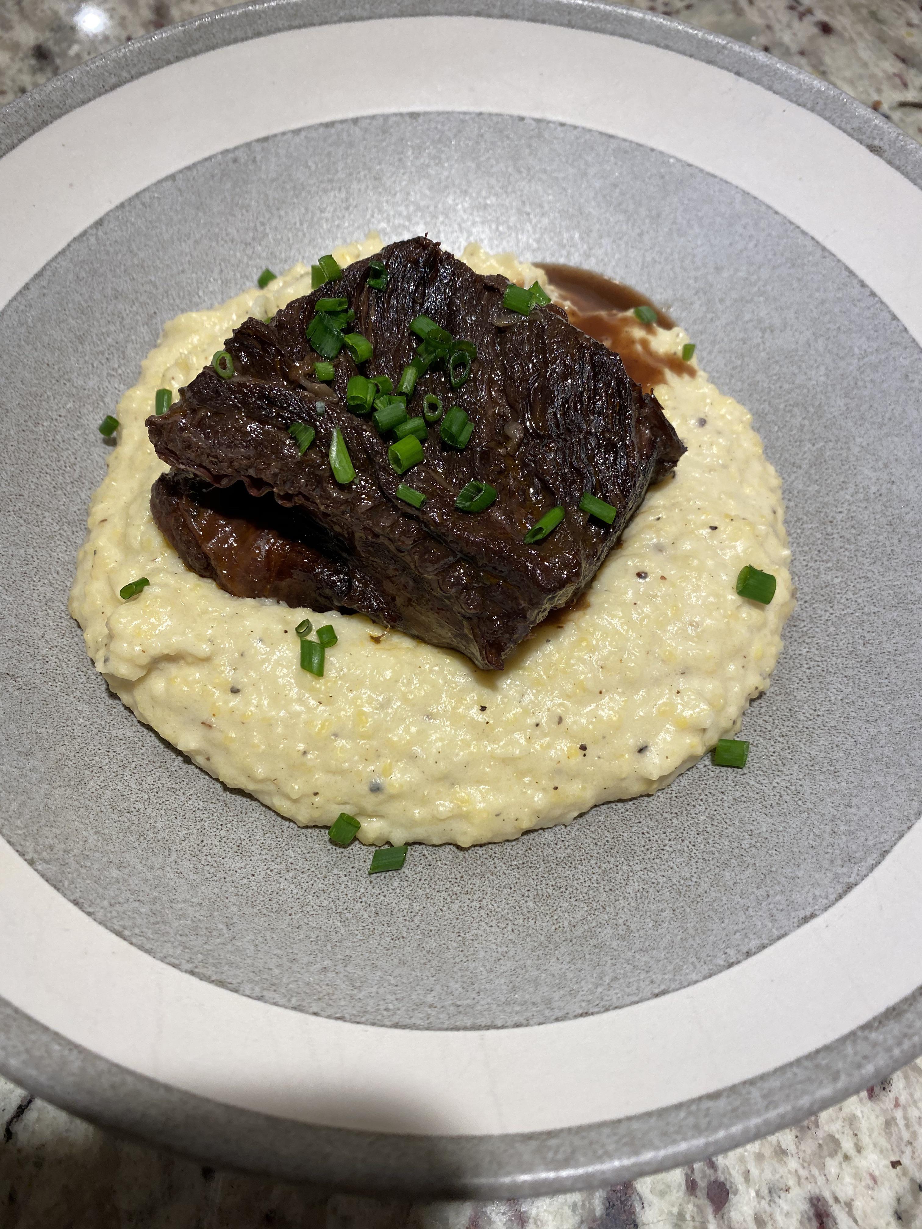 Red Wine Braised Short Ribs over creamy polenta. r/RateMyPlate