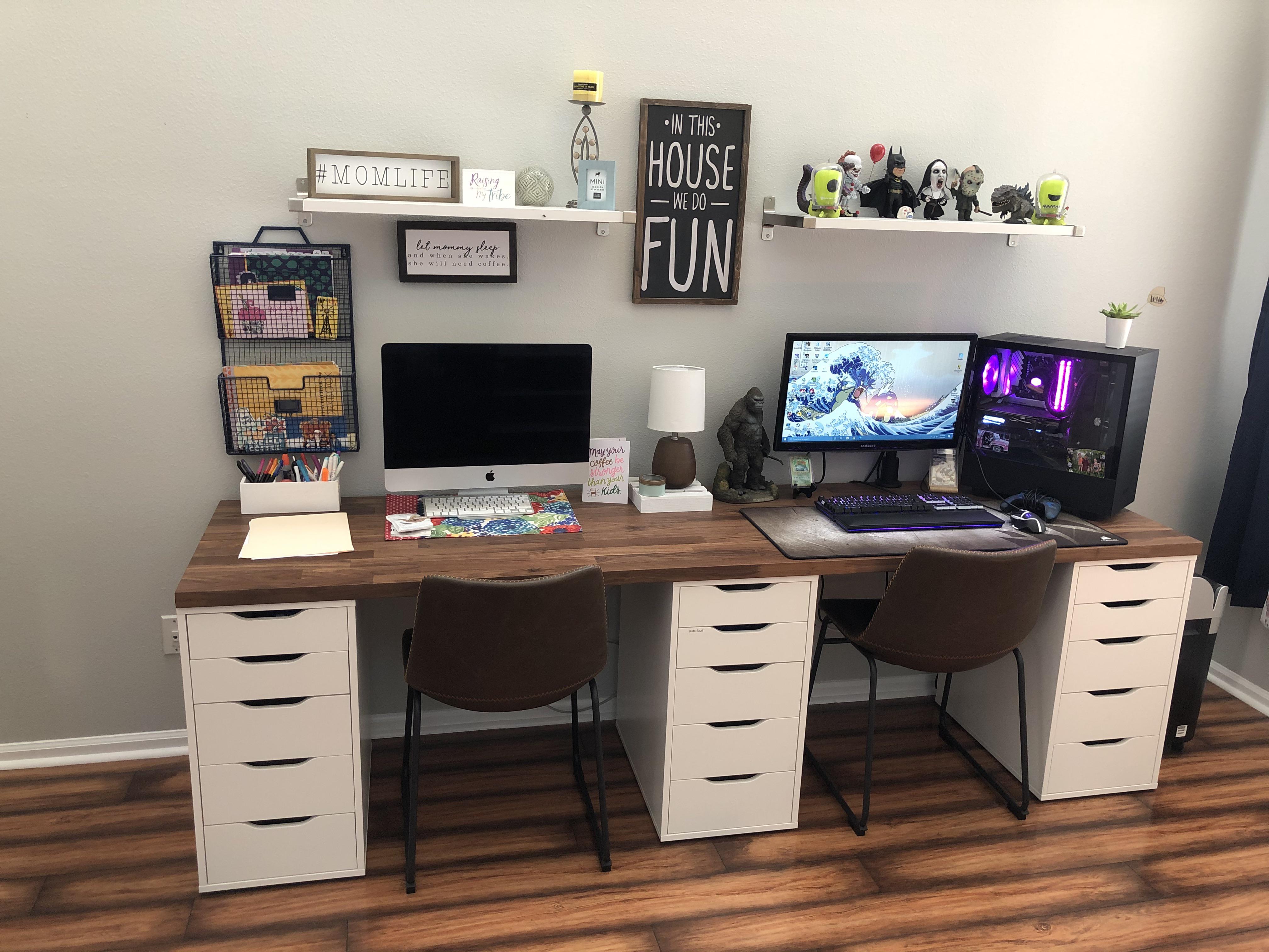 Our his/hers desk finally finished. Her side looks real professional