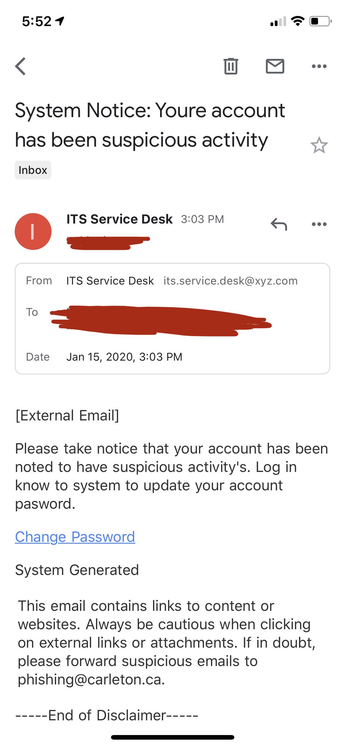 Daily reminder to watch out for scam emails claiming to be from