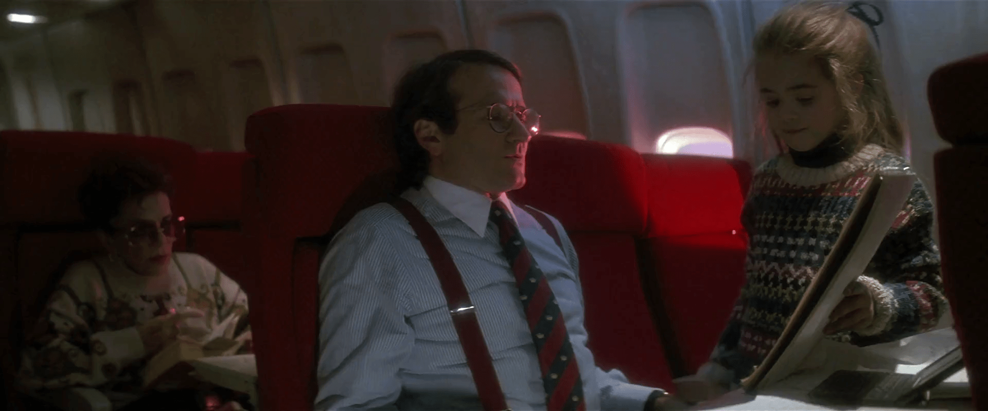 In the movie Hook (1991), the family is traveling on an airplane near
