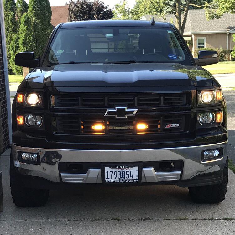 New light bar with strobes and marker lights installed. r/ChevyTrucks