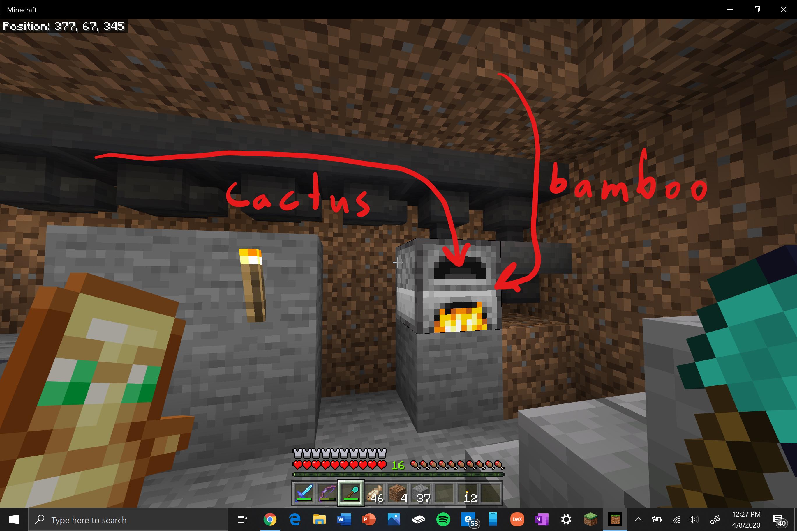 I have a farm with bamboo smelting cactus for xp, but the problem is, the furnace cant smelt